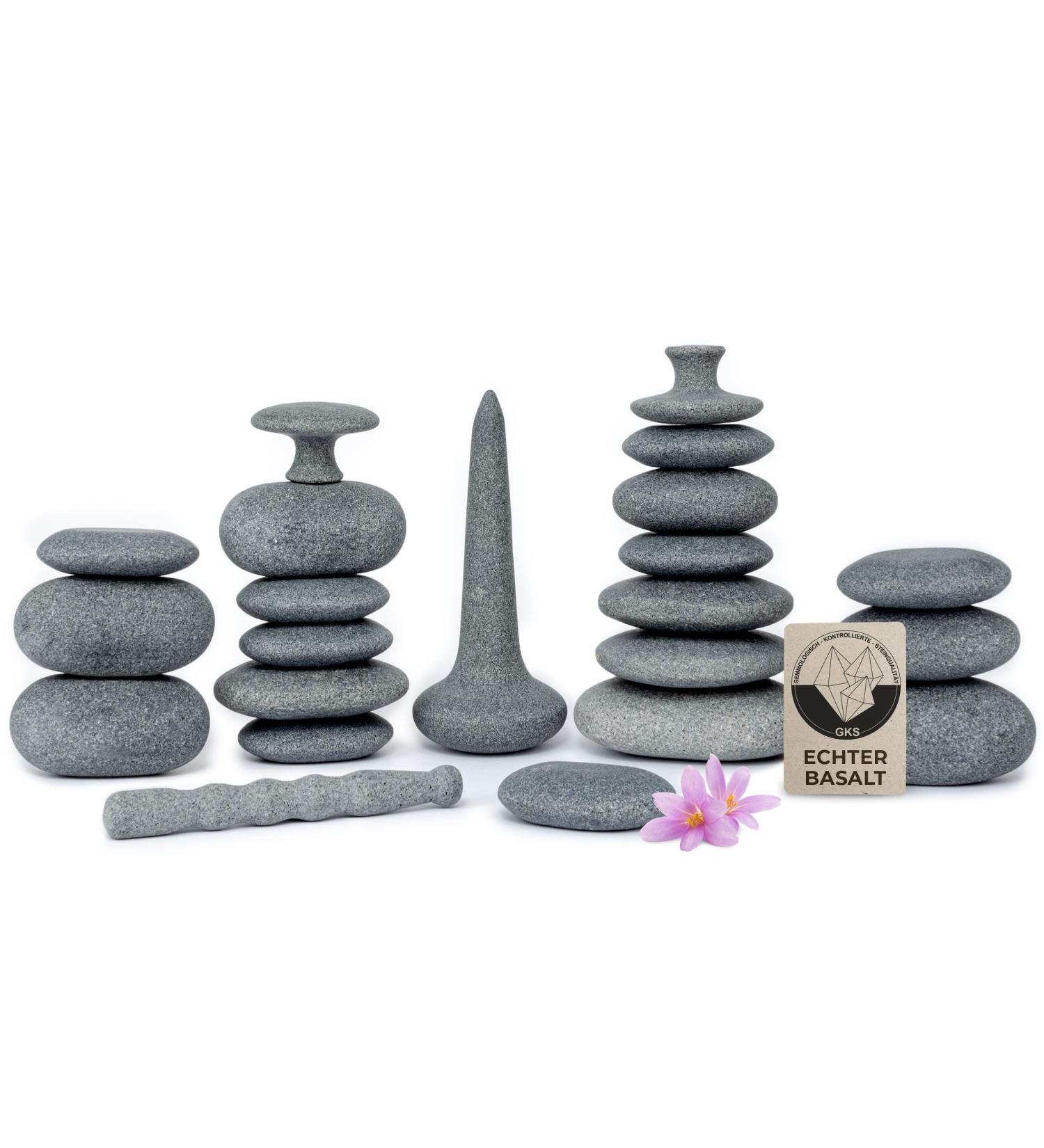 Optimal Hot Stone Massage Set for Back & Neck Relief | 22 Certified Basalt Stones for Ultimate Warmth - International Shipping Available - Buy Online on GoSupps.com