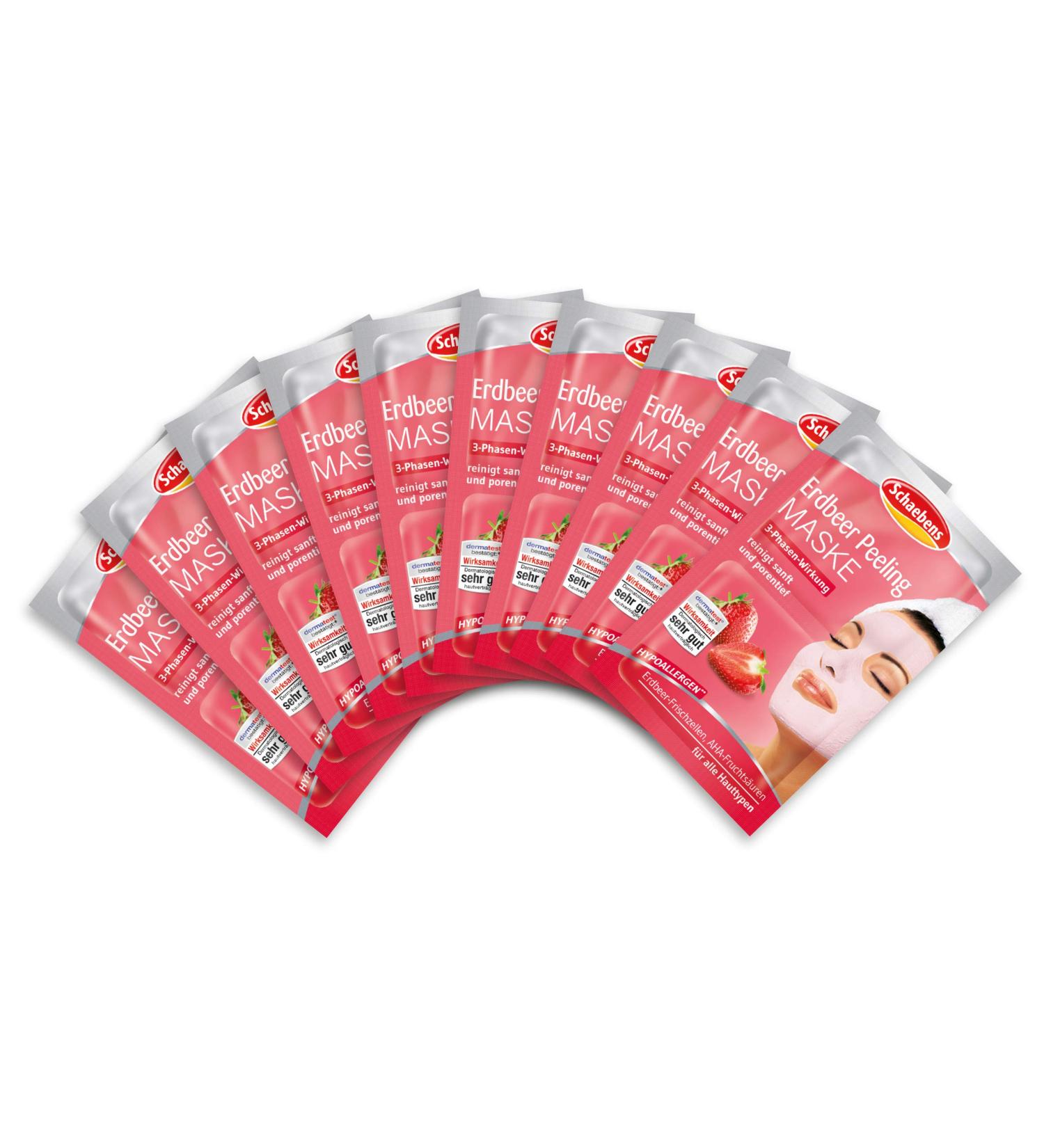Buy Schaben's Strawberry Mask (10x 12ml) 3-Phase Treatment with Fresh Strawberry Cells & AHA All Skin Types International Shipping Available - Buy Online on GoSupps.com