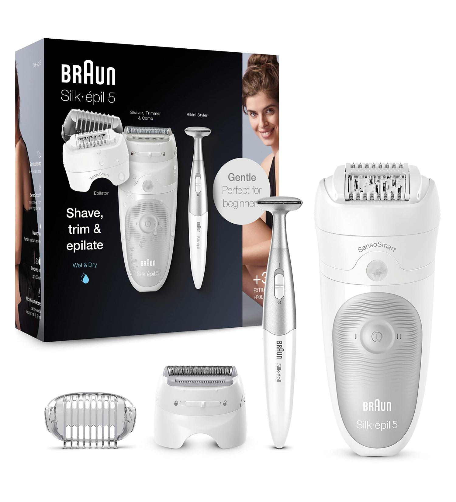 Buy Braun Silk- pil 5 Epilator for Women - Hair Removal & Bikini Trimmer - 5-805 White/Gray - International Shipping - Buy Online on GoSupps.com