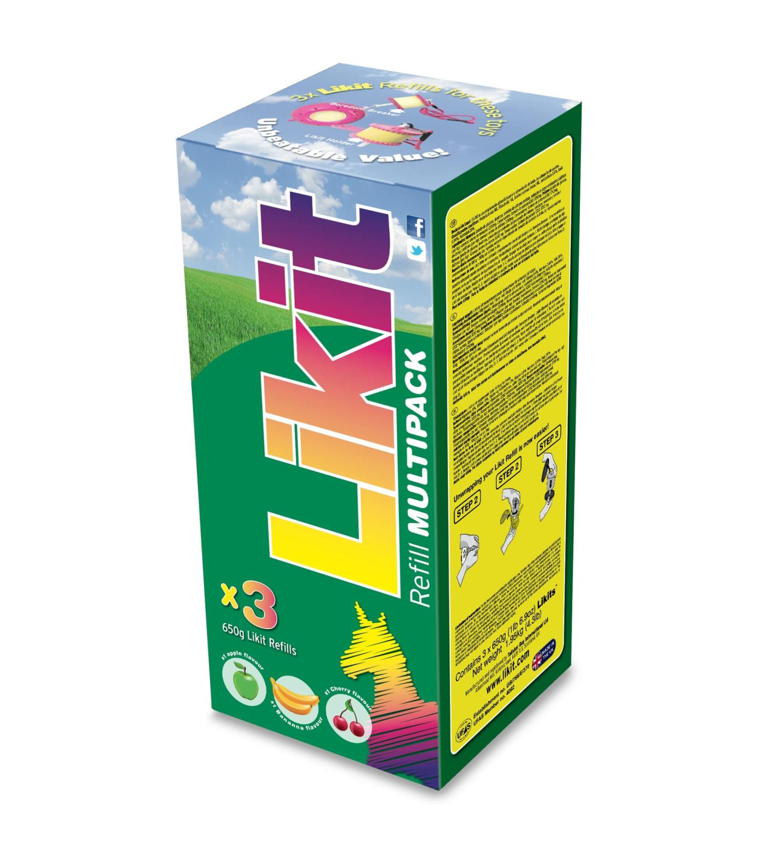 Likit Horse Lick Large Refill 650g Value Multipack | Apple Banana & Cherry | 3 x 650g Likits - Buy Online on GoSupps.com