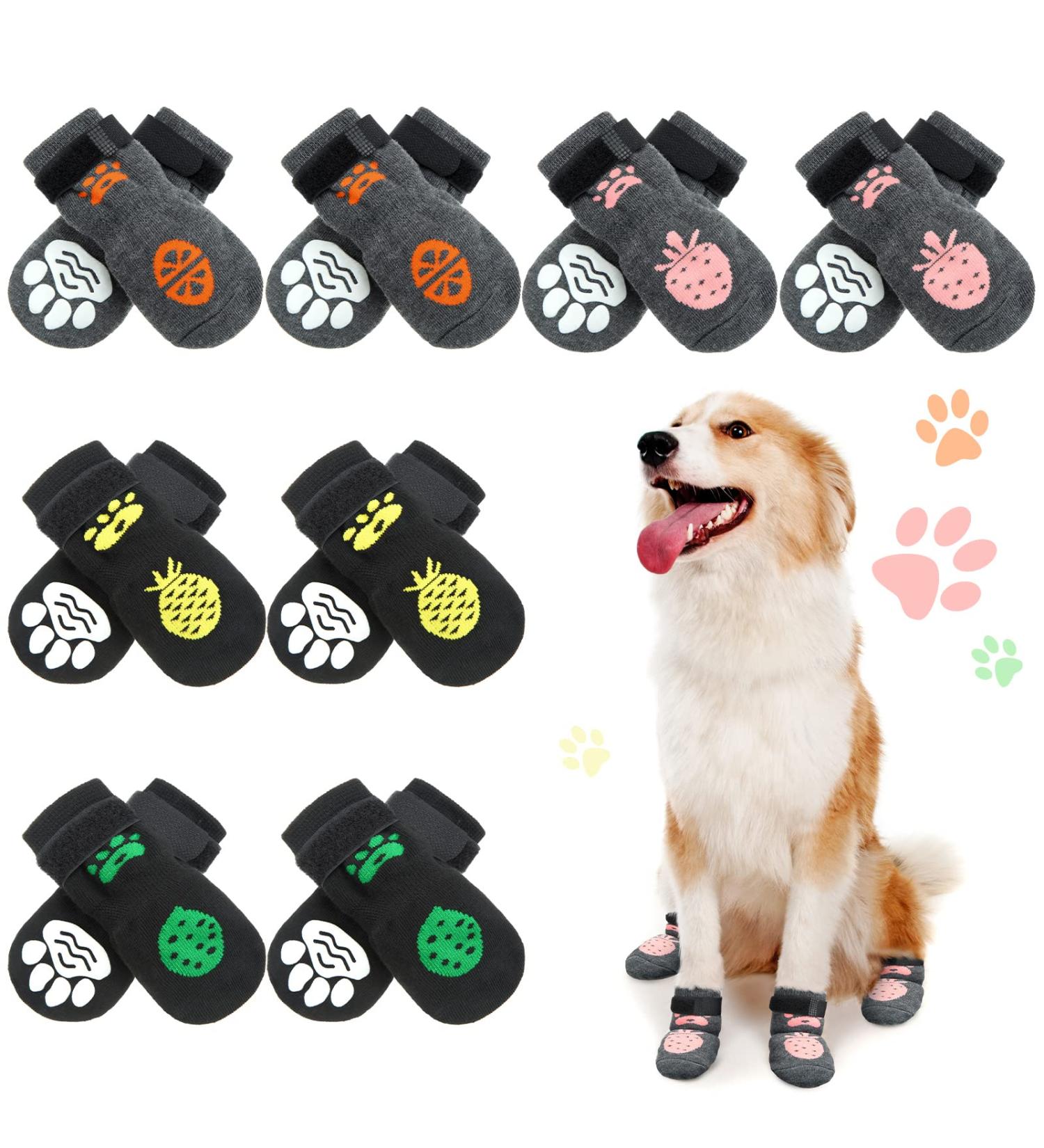 Reginary 16-Piece Anti-Slip Dog Socks for Small to Medium Dogs - Traction Control Skid for Hardwood Floors - Medium Size - Buy Online on GoSupps.com