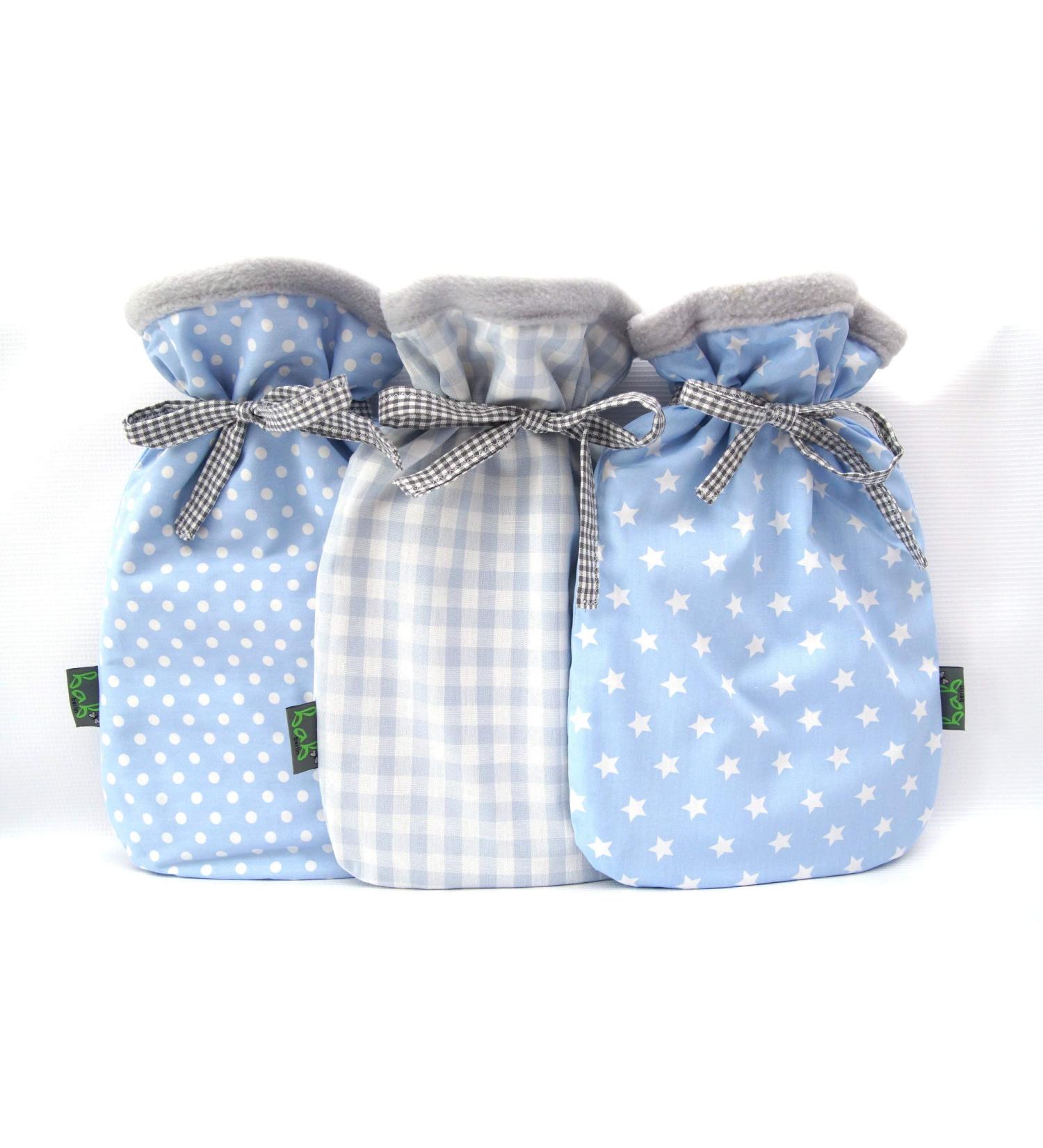 Self-Sewn Double-Sided Hot Water Bottle Cover - Blue & Grey Cotton/Fleece | bab-Berlin - International Shipping Available - Buy Online on GoSupps.com