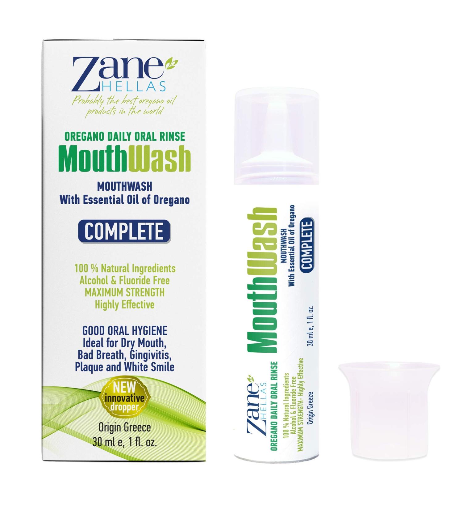 Zane Hellas MouthWash. Oral rinse with oil of oregano. Great for gingivitis plaque dry mouth and bad breath. Alcohol and fluoride free. 1fl.oz.-30ml. - Buy Online on GoSupps.com