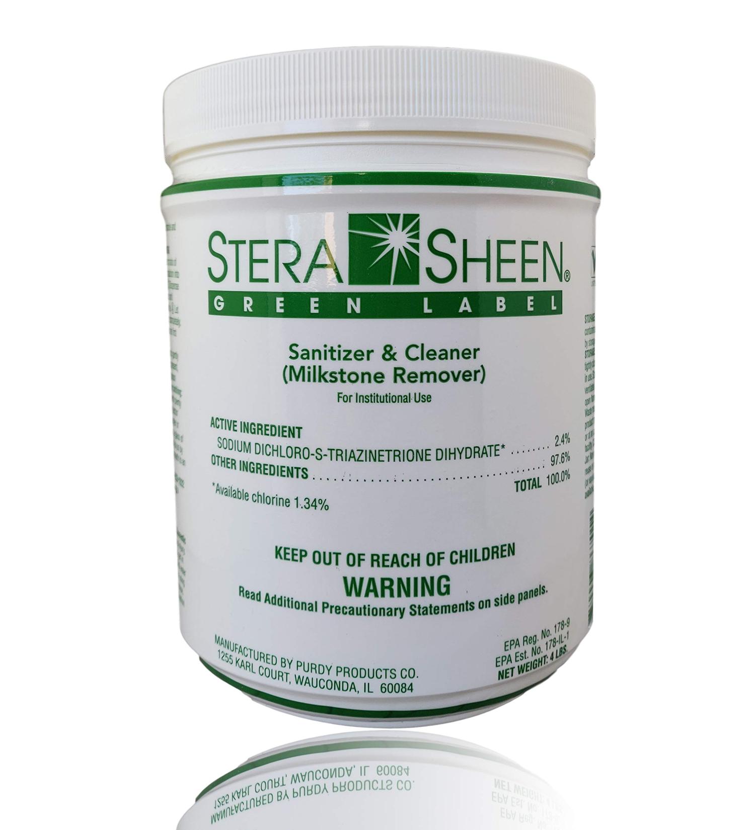 Stera Sheen Green Label 4 lb Jar Sanitizer & Milkstone Remover by Purdy Products - Buy Online on GoSupps.com