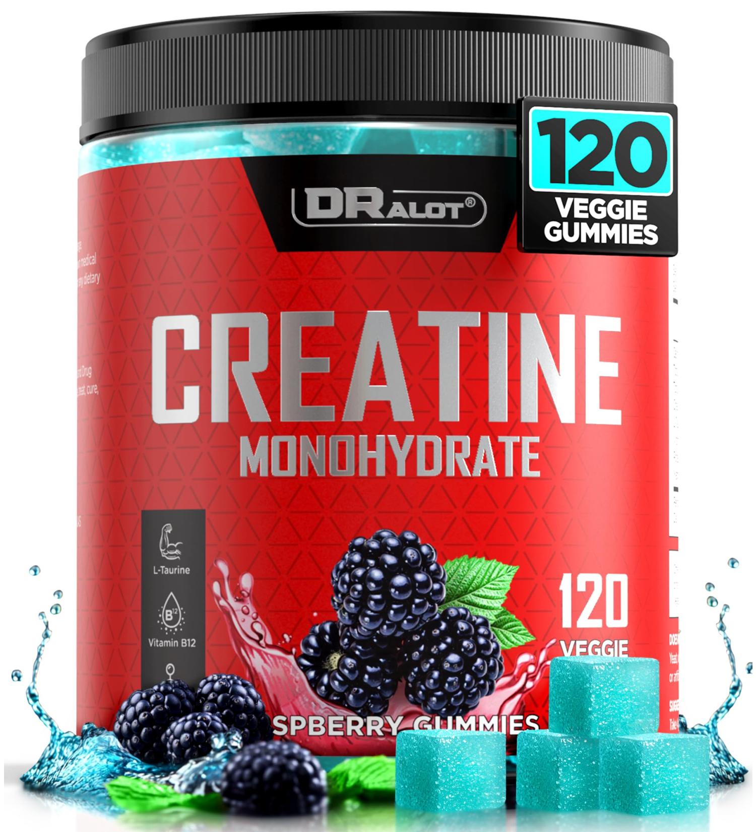 99.99% Creatine Monohydrate Gummies More 15% Strength, 5X Energy & Muscle Support Pre-Workout Complex Creatine for Women & Men with 5000mg Creatine, L-Taurine, B12, Mg and K, Vegan Blue Raspberry 120 Count (Pack of 1) - Buy Online on GoSupps.com