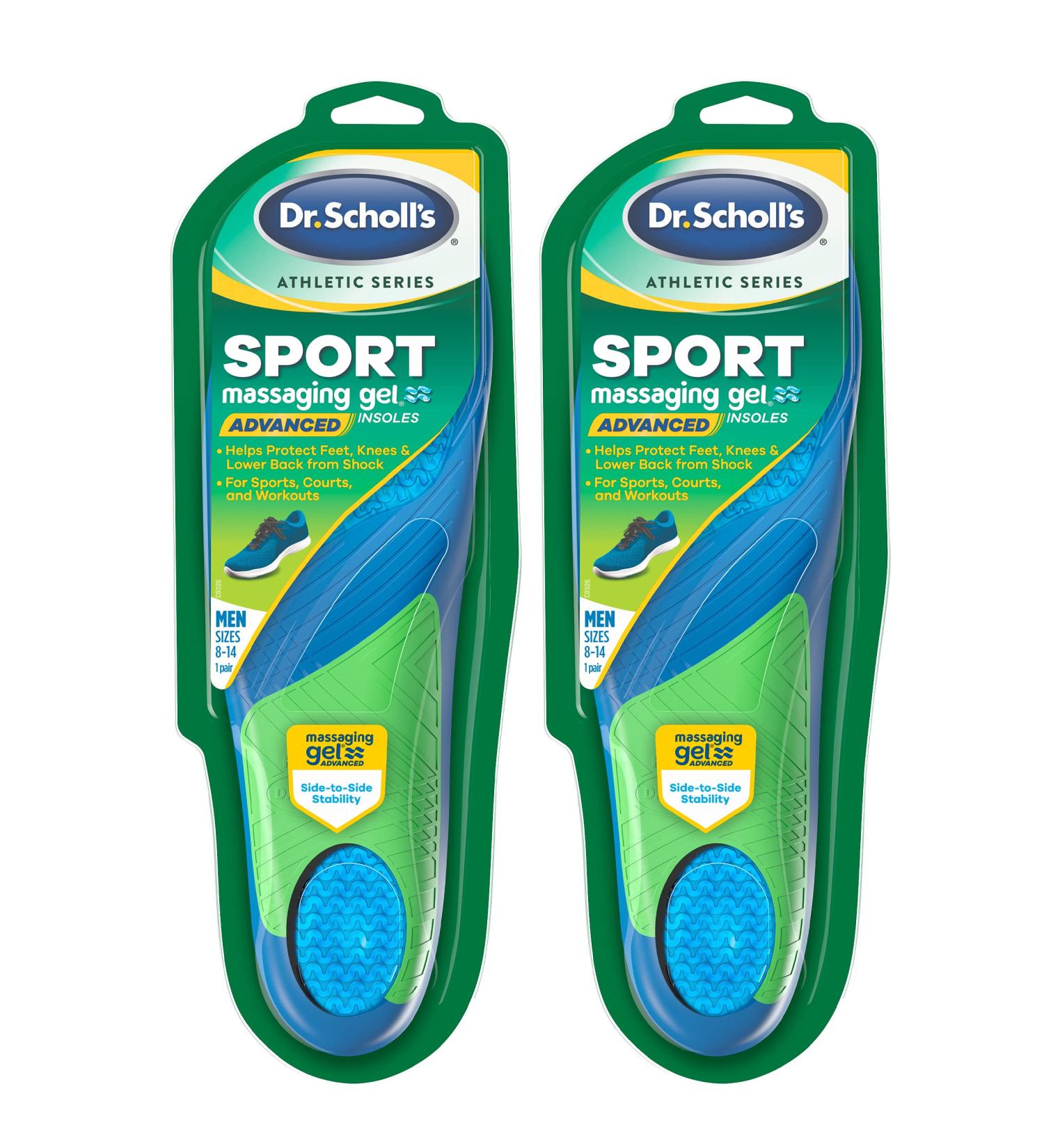 Dr. Scholl s Sport Insoles for Men's 8-14 // Superior Shock Absorption and Arch Support for Reduced Muscle Fatigue // 2 Count - Buy Online on GoSupps.com
