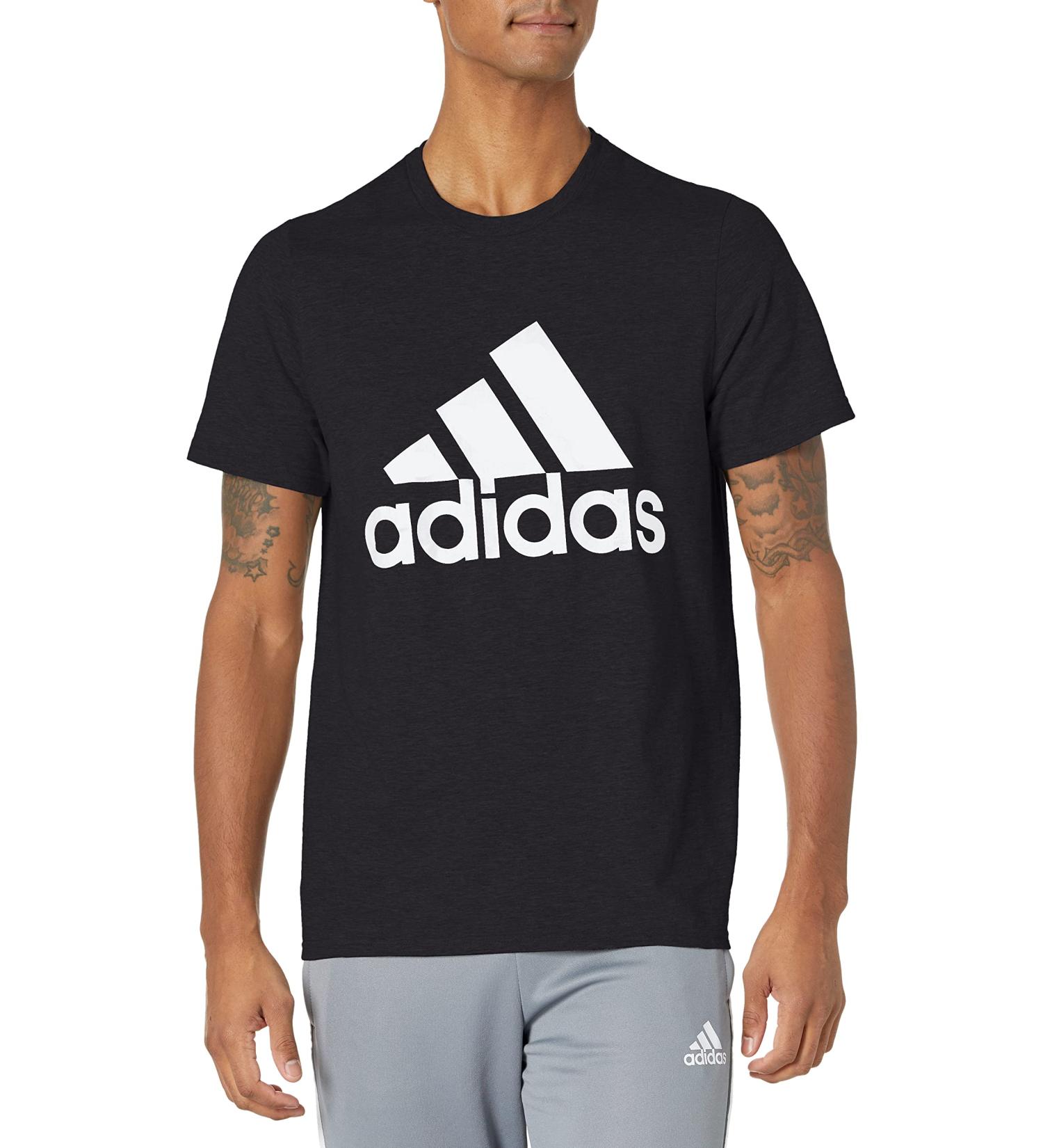 adidas Men's Basic Badge Of Sport Tee - Medium Black/White - Buy Online on GoSupps.com