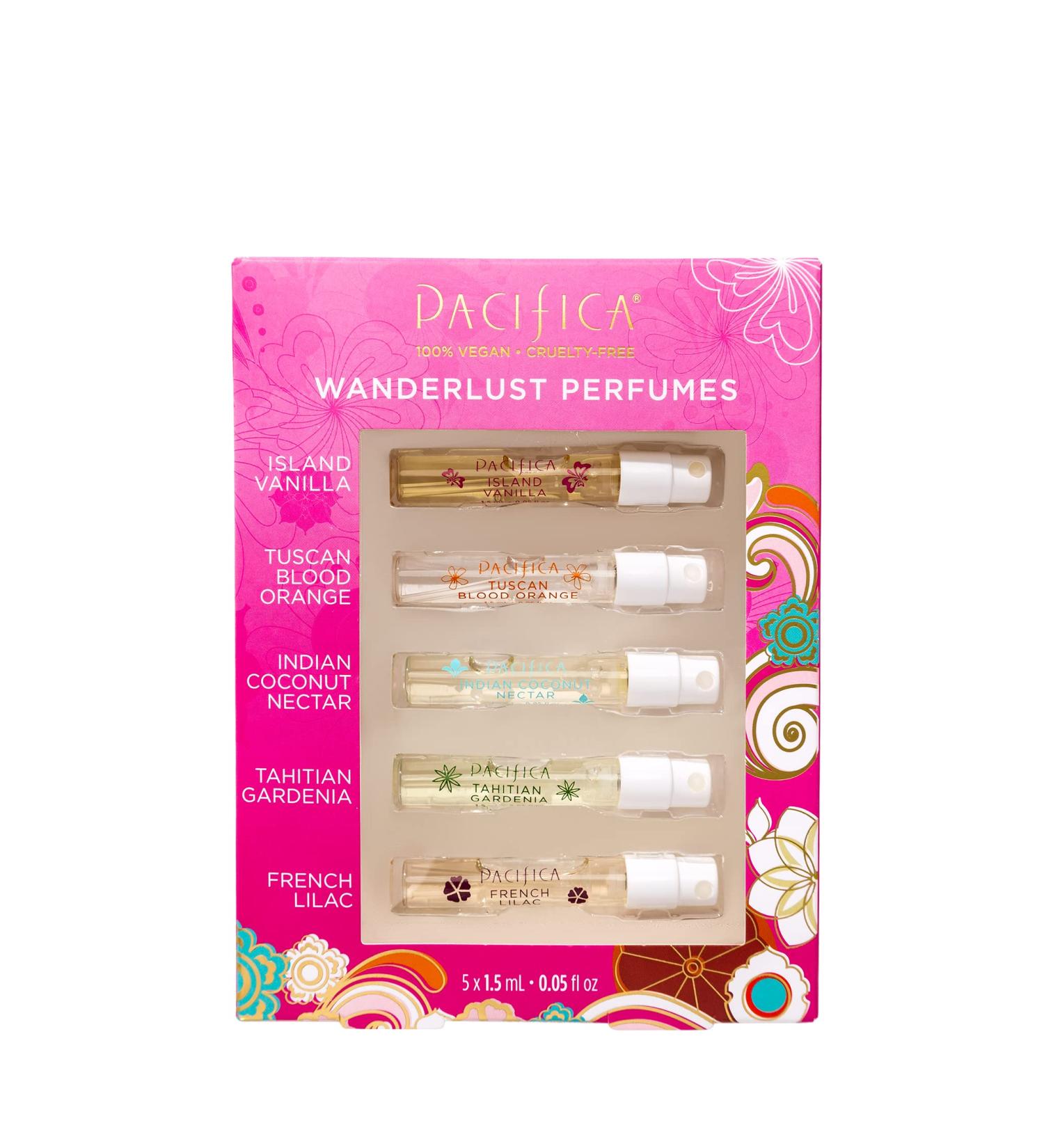 Pacifica Beauty Wanderlust Spray Perfume Trial Set Island Vanilla 5 Scents Fragrance Sampler Gift Set Natural & Essential Oils Clean Vegan & Cruelty Free Vanilla French Lilac Tahitian Gardenia Indian Coconut Nectar Tuscan Blood Orange 0.05 Fl Oz (Pack of  - Buy Online on GoSupps.com