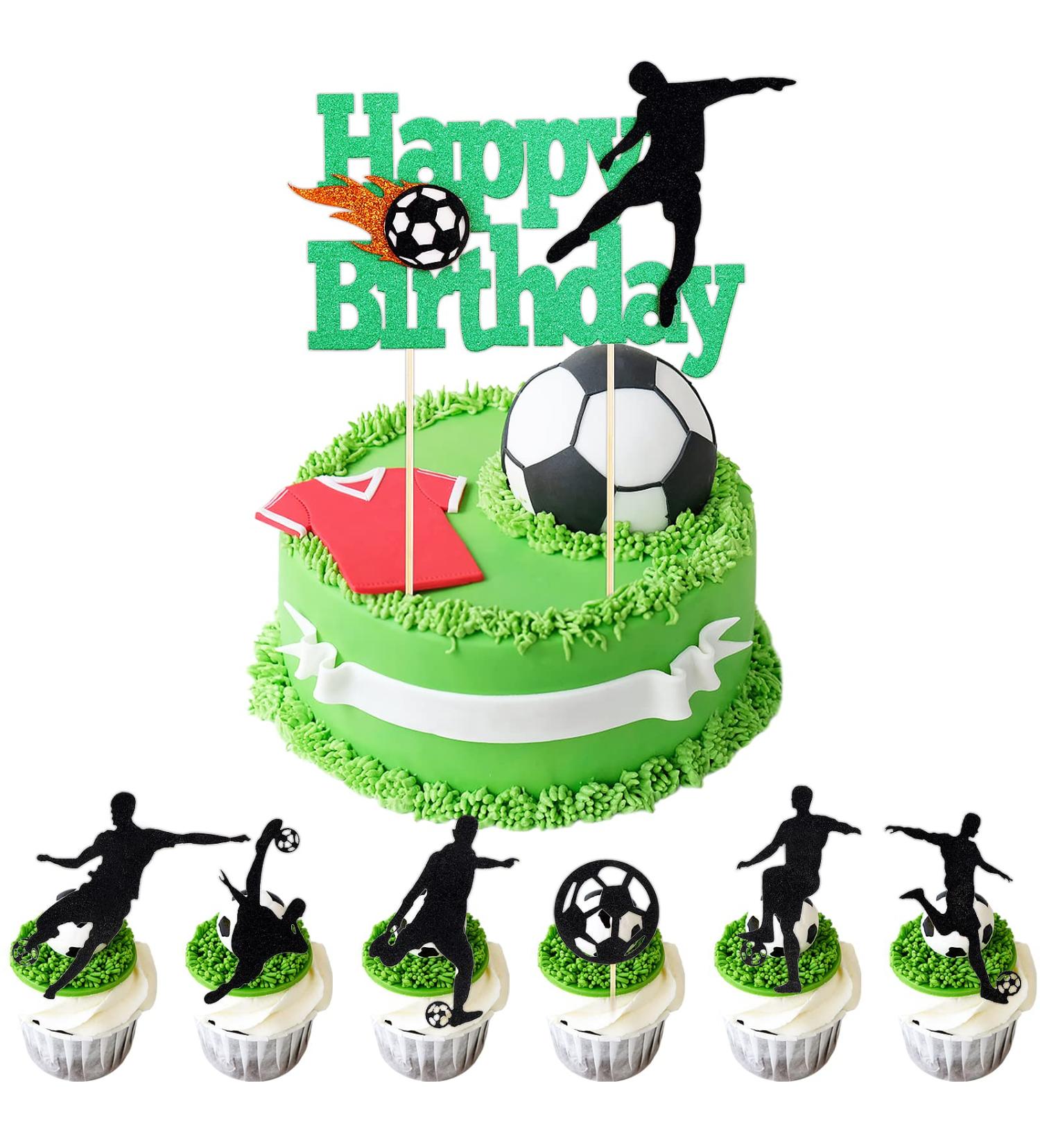 7 Pieces Football Cake Topper Happy Birthday Football Cake Decorations Soccer Cake Topper Decorations for Boys Birthday Decorations Sports Themed Party Decorations Supplies - Buy Online on GoSupps.com