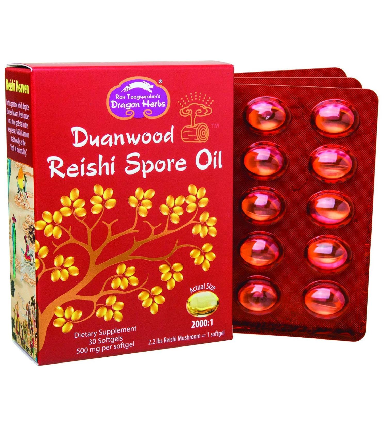 Dragon Herbs Duanwood Reishi Spore Oil 500mg - 30 Softgels | Premium Immune Support - Buy Online on GoSupps.com