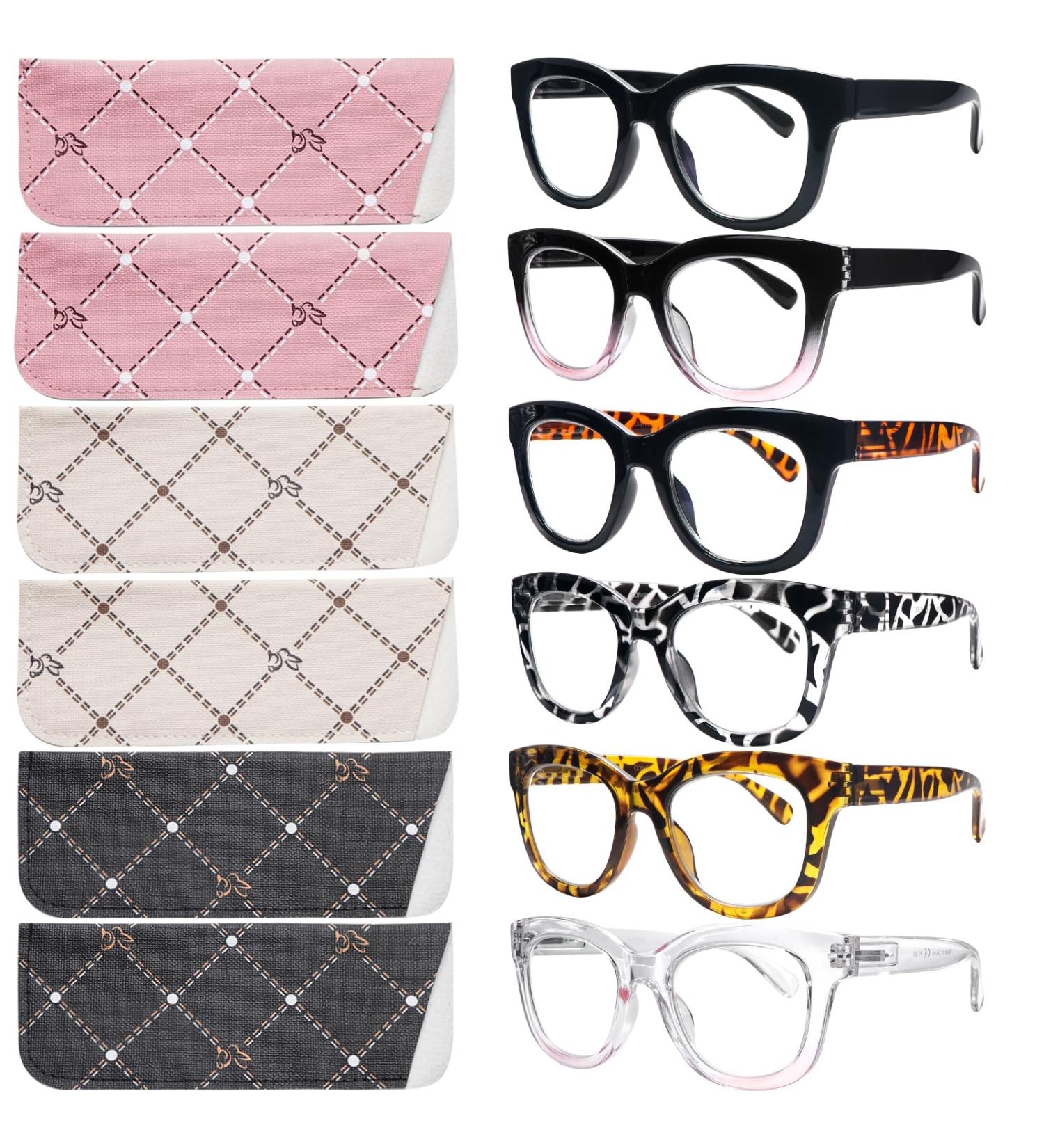 Oprah Style Reading Glasses for Women | 6 Pack Blue Light Blocking Eyeglasses | Fashionable Multicolor Computer Readers - 3.5x Quality - Buy Online on GoSupps.com