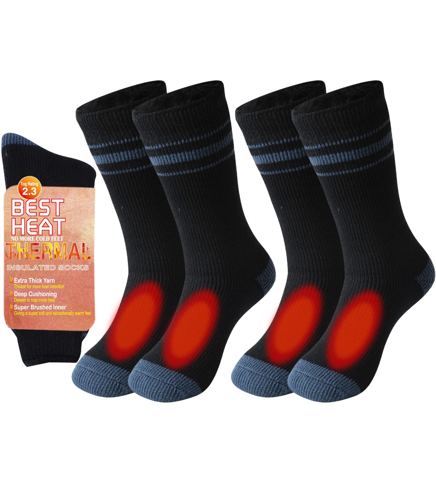 AWLE Warm Thermal Socks - Insulated Heated Winter Crew Socks - 2pc Black/Gray Medium - Buy Online on GoSupps.com