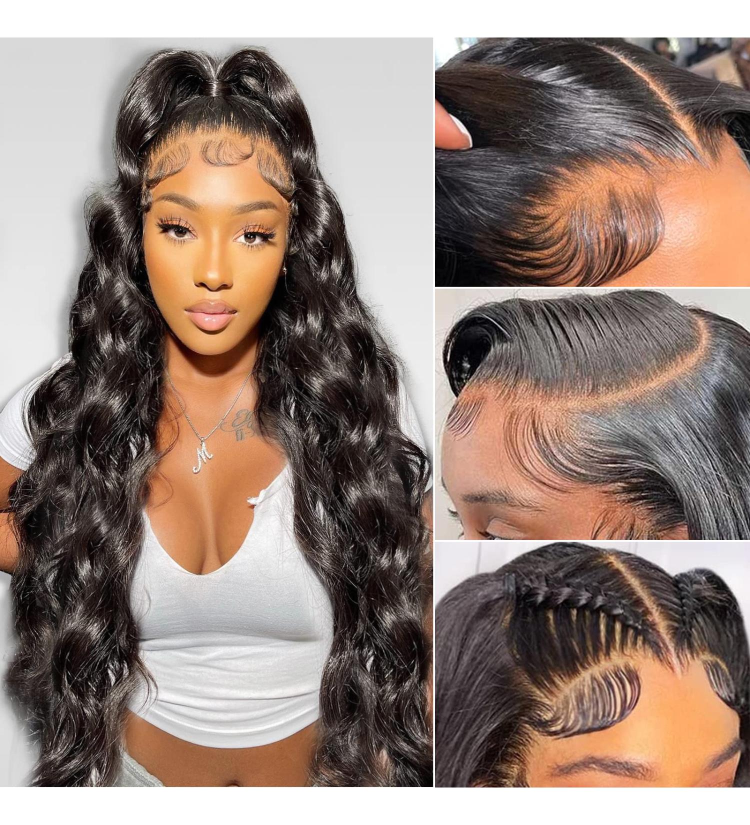 24 Inch Body Wave Frontal Lace Front Wig - HD Transparent Lace, Pre Plucked, Glueless - Natural Color - Bleached Knots - 13x6 Lace Front Human Hair Wig (24 Inch) - Buy Online on GoSupps.com