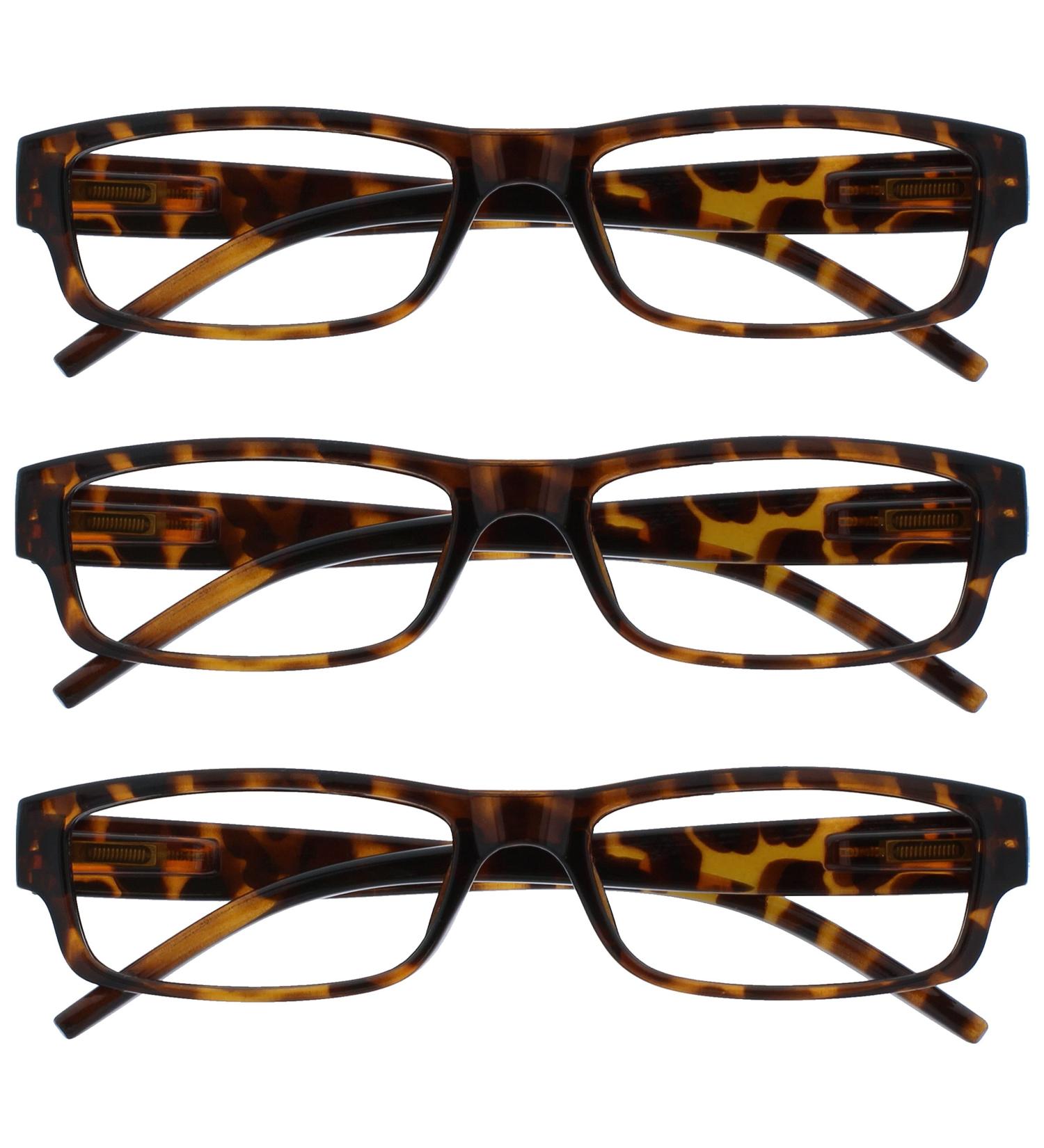 Buy Stylish Brown Tortoiseshell Reading Glasses - Lightweight & Comfortable 3-Pack for Men & Women | UVR3PK032BR +1.00 - Buy Online on GoSupps.com