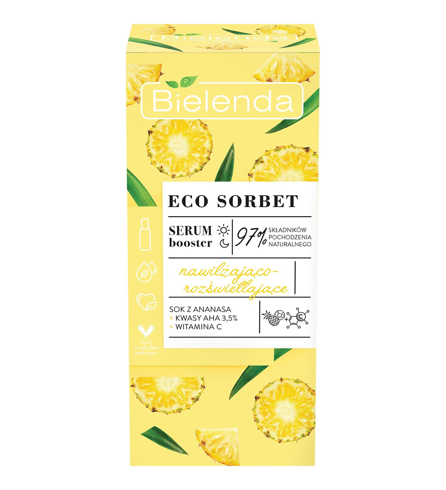 Bielenda - ECO SORBET - Moisturizing and brightening face booster serum - Pineapple - 30 ml