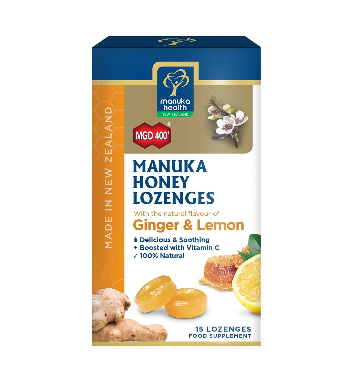 Manuka Health MGO400 Plus Manuka Honey Lozenges with Ginger and Lemon