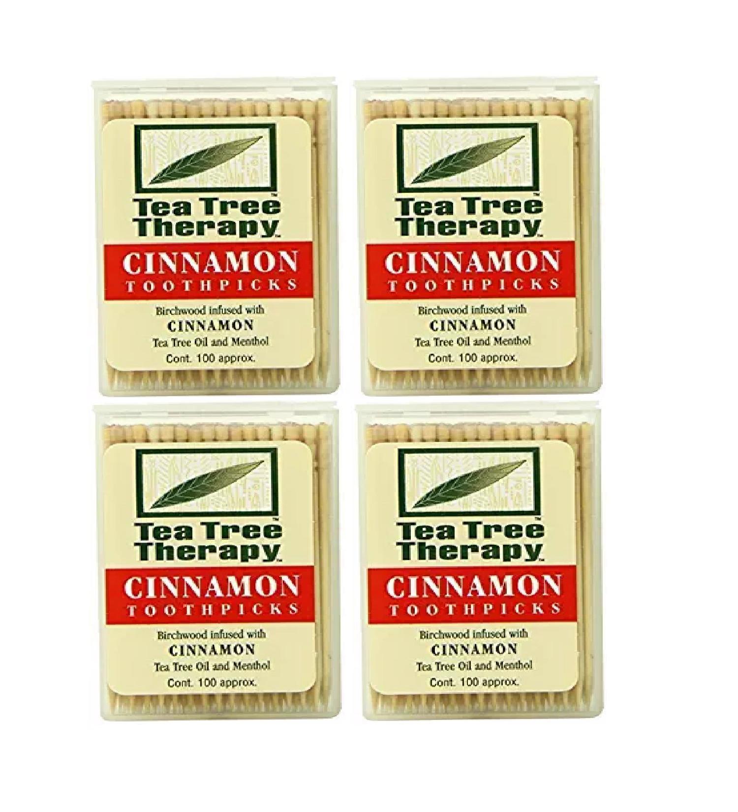 Tea Tree Therapy Toothpicks, Cinnamon, 100 Count (4-Pack)