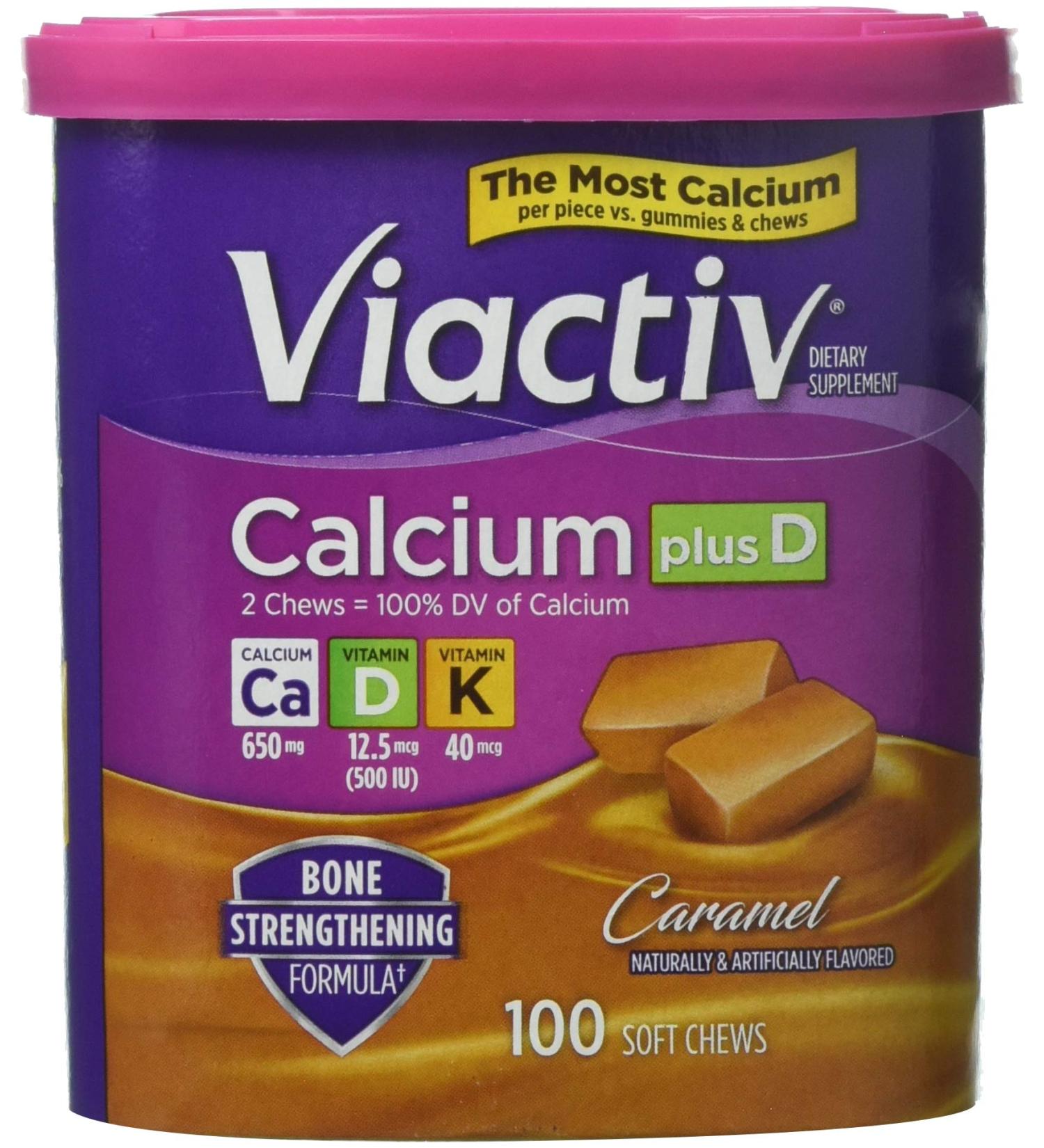 Viactiv Calcium Plus Vit D & K Soft Chews Caramel - 100 ct Pack of 2 - Buy Online on GoSupps.com