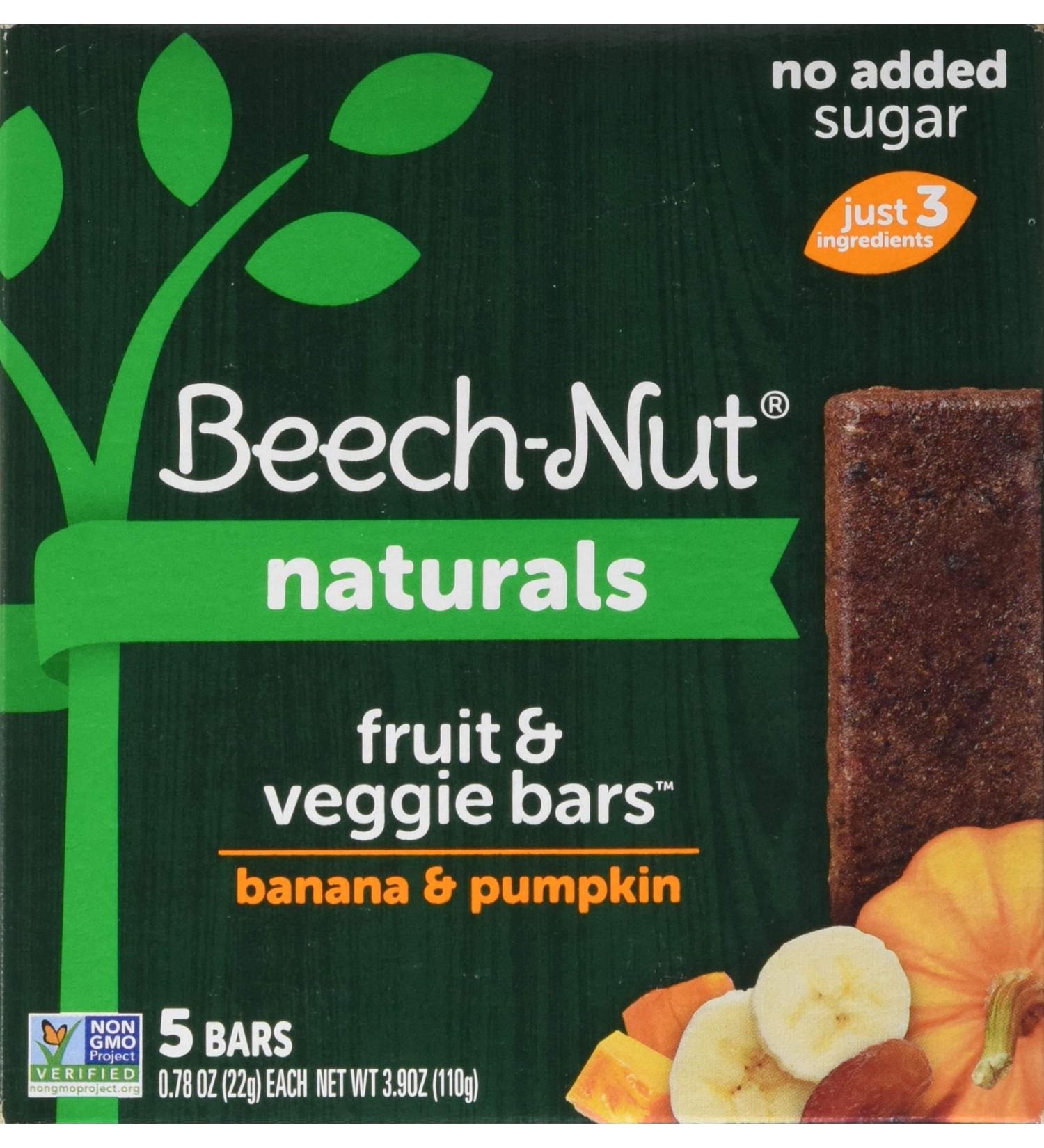 Beech-Nut Naturals Banana & Pumpkin Fruit & Veggie Bars Stage 4 - 5 Pack (0.78 oz Each) - Buy Online on GoSupps.com