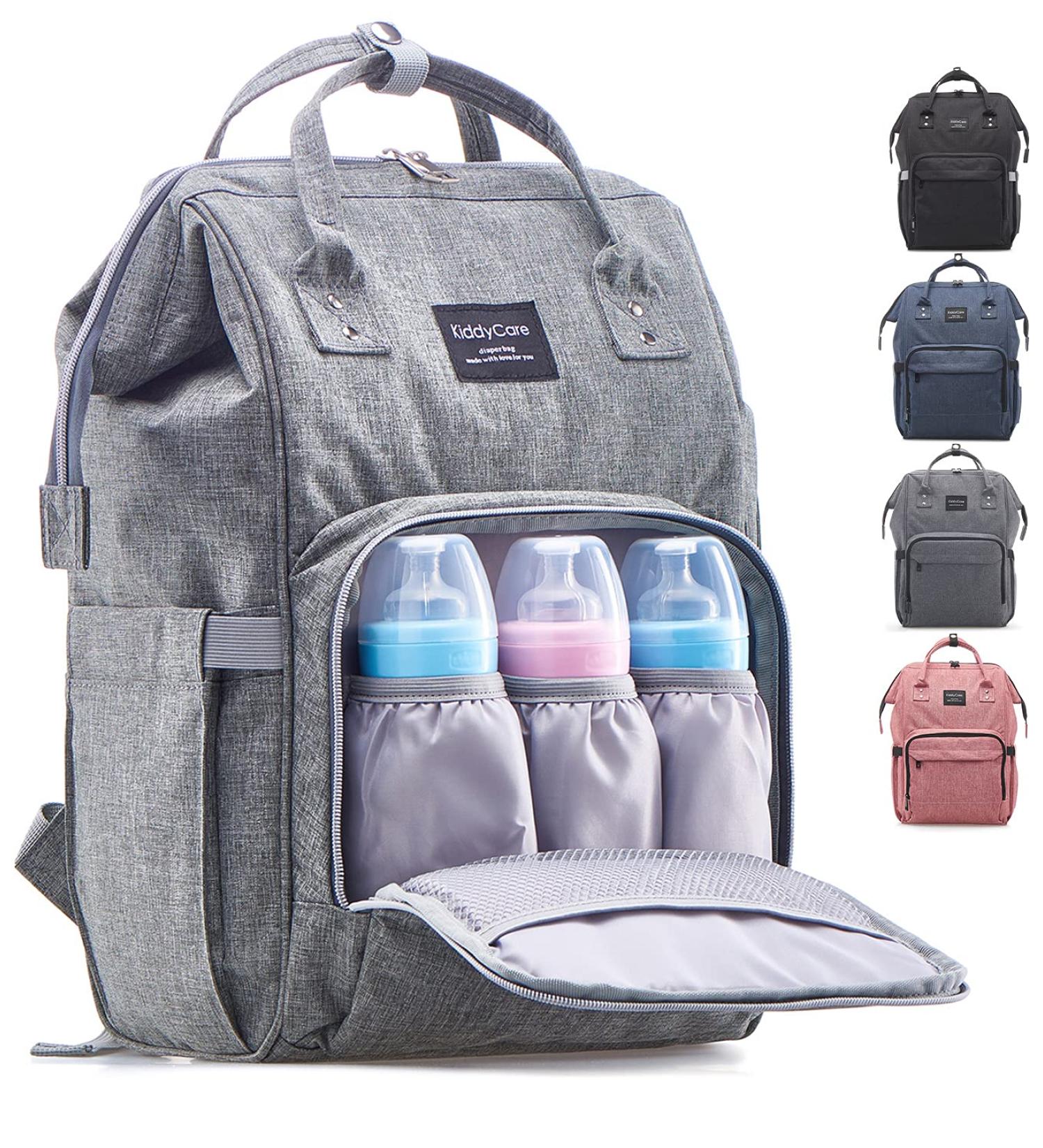 KiddyCare Diaper Bag Backpack with Adjustable Shoulder Straps - Spacious and Stylish Baby Diaper Bag for Boys and Girls in Grey - Buy Online on GoSupps.com