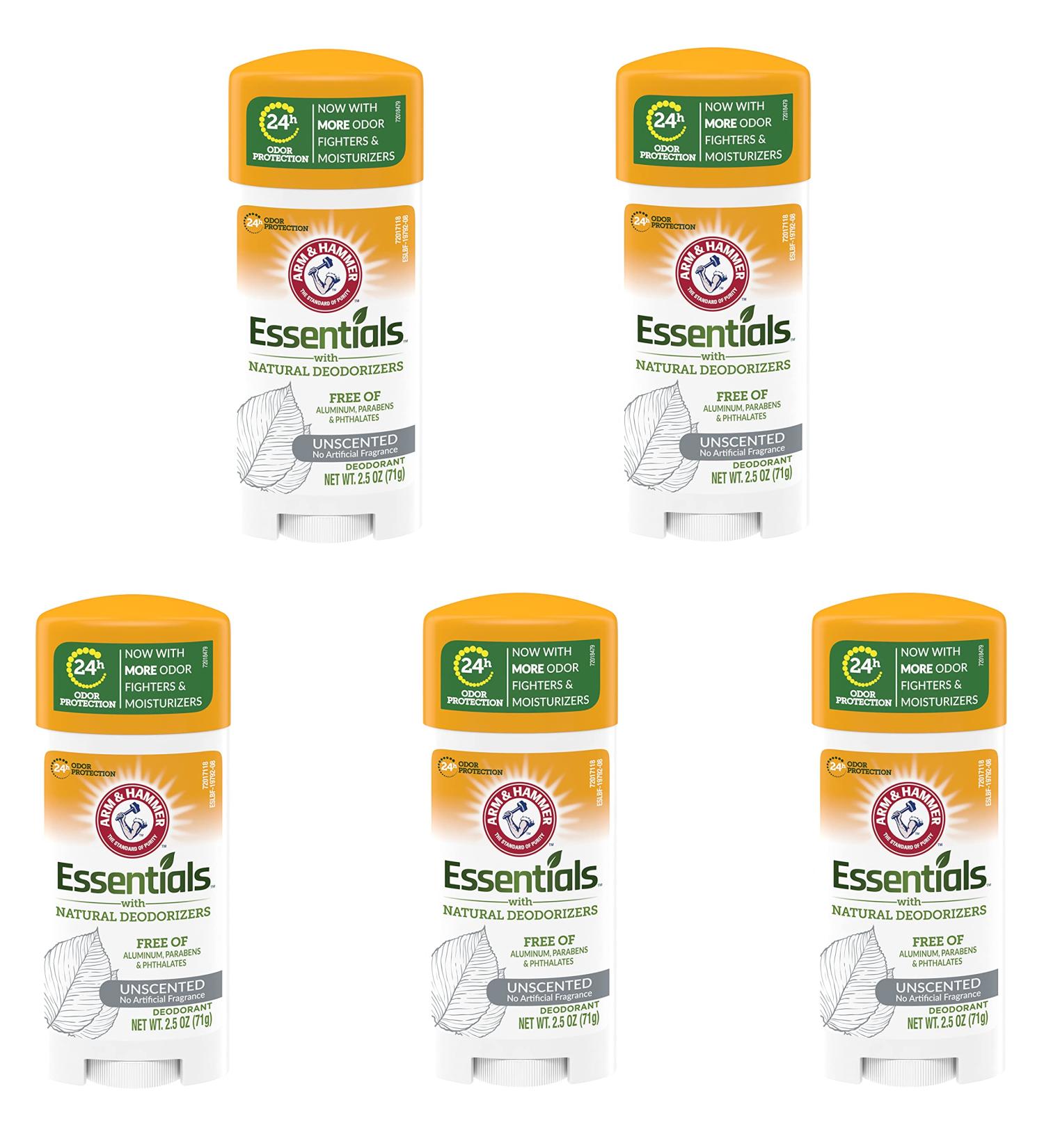 Arm & Hammer Essentials Unscented Deodorant - 5 Pack Bundle Offer - Buy Online on GoSupps.com