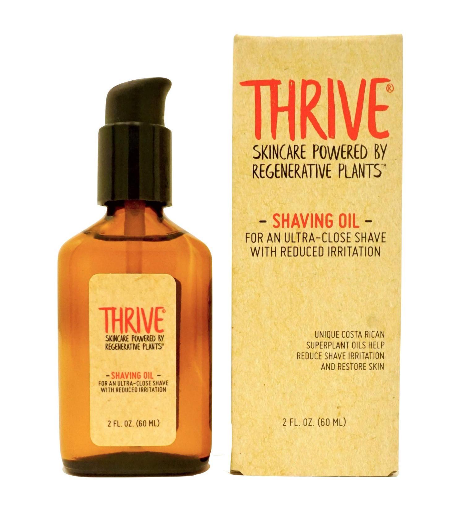 THRIVE Natural Shave Oil for Men - 2oz (60mL) Made in USA with Organic Ingredients - Vegan Shaving Oil Replaces Creams and Gels - Premium Formula - Buy Online on GoSupps.com