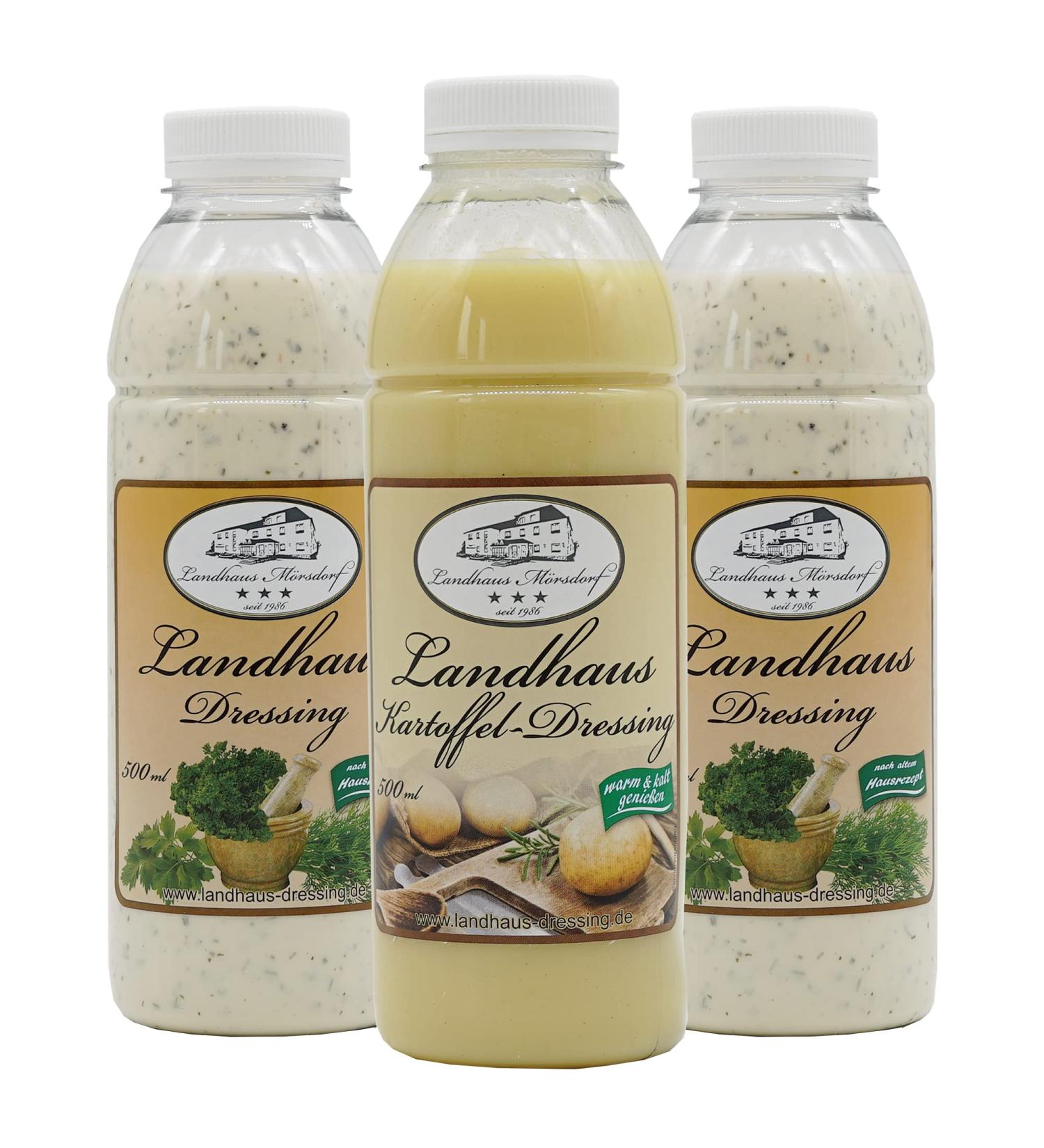 Landhaus M rsdorf Dressing salad dressing + spicy potato dressing suitable for cooking meat fish and vegetarian dishes (2x 0.5l country house dressing + 0.5l potato dressing)