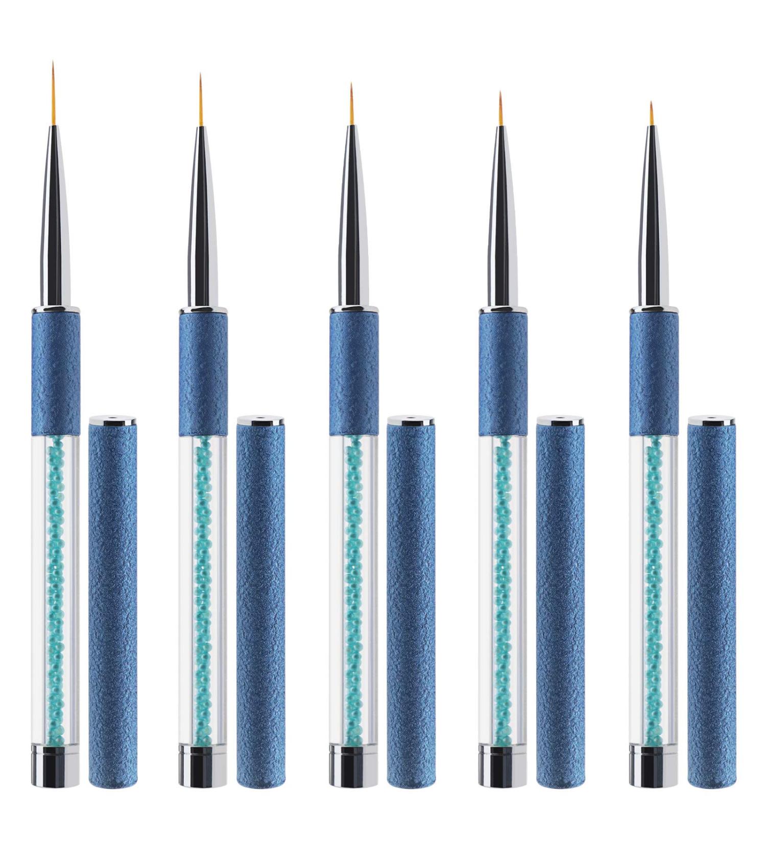 5-Piece Nail Art Liner Brush Set - Blue Nylon Nail Design Brush Pencils (5mm 7mm 11mm 14mm) - Perfect for Salon Detailing - Buy Online on GoSupps.com