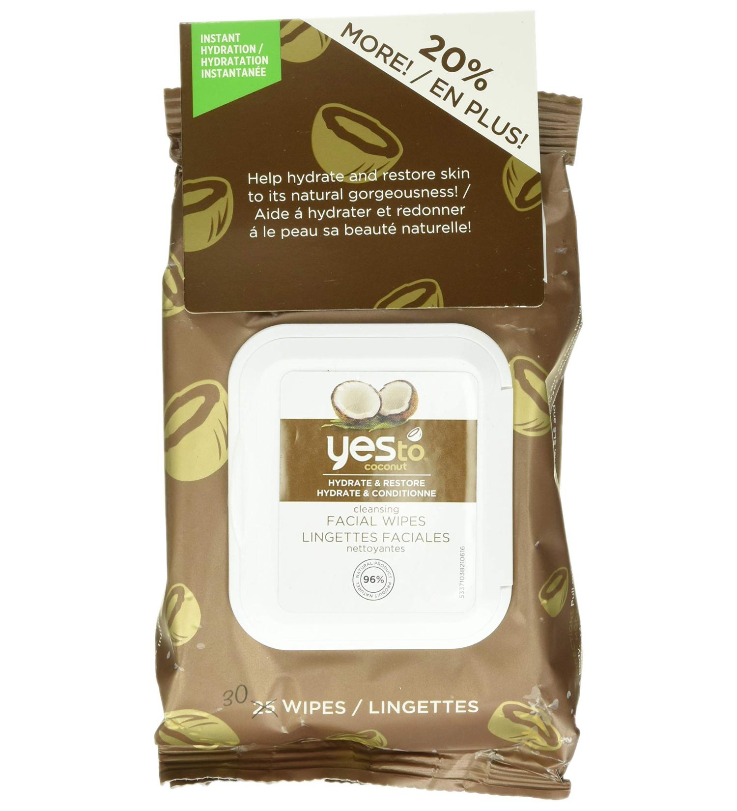Yes To Coconut Hydrate & Restore Facial Wipes - 30 Count | Cleansing & Moisturizing - Buy Online on GoSupps.com