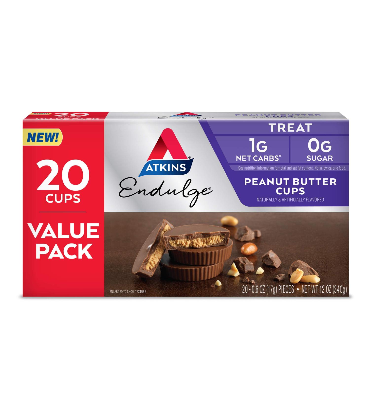 Atkins Endulge Peanut Butter Cups - Keto-Friendly Milk Chocolate Treats (20 Pack) - Buy Online on GoSupps.com