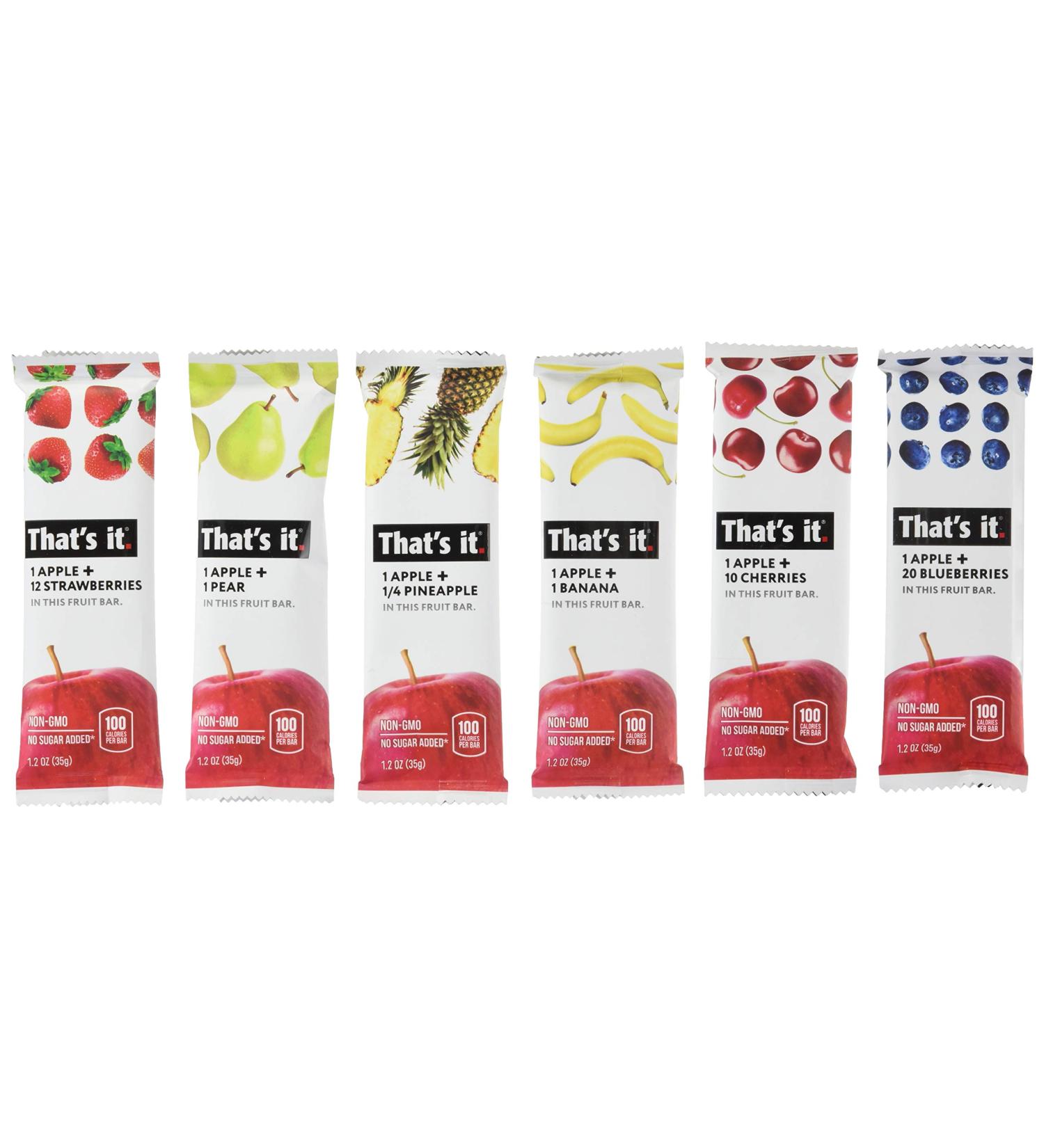 Thats it Super Sampler Pack - 24 Count Variety Pack with Apple Blueberry, Strawberry, Pineapple, Pear, Cherry, and Banana - Healthy Snack Bars - Buy Online on GoSupps.com