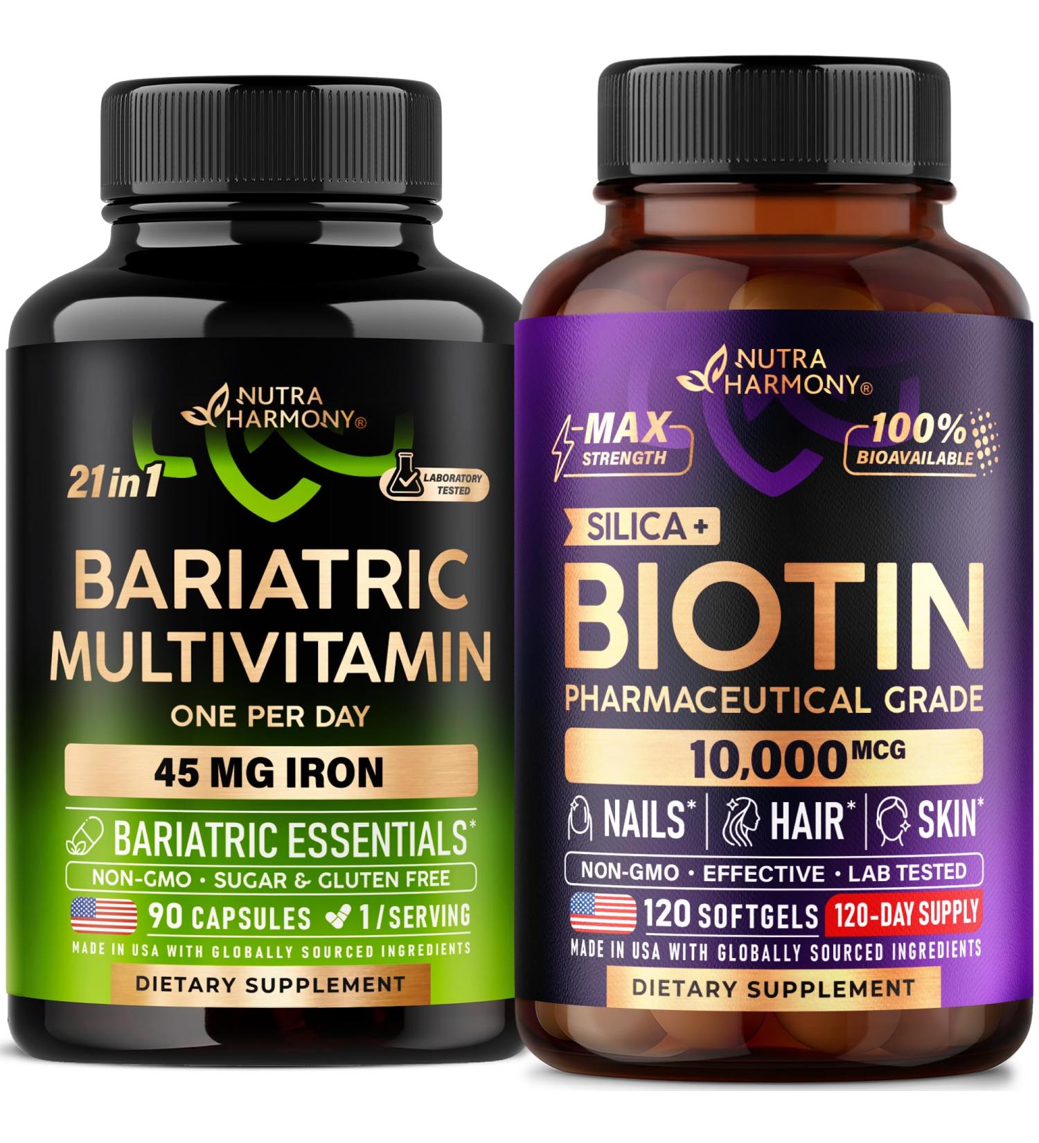Bariatric Multivitamin Capsules & Biotin with Silicon Softgels