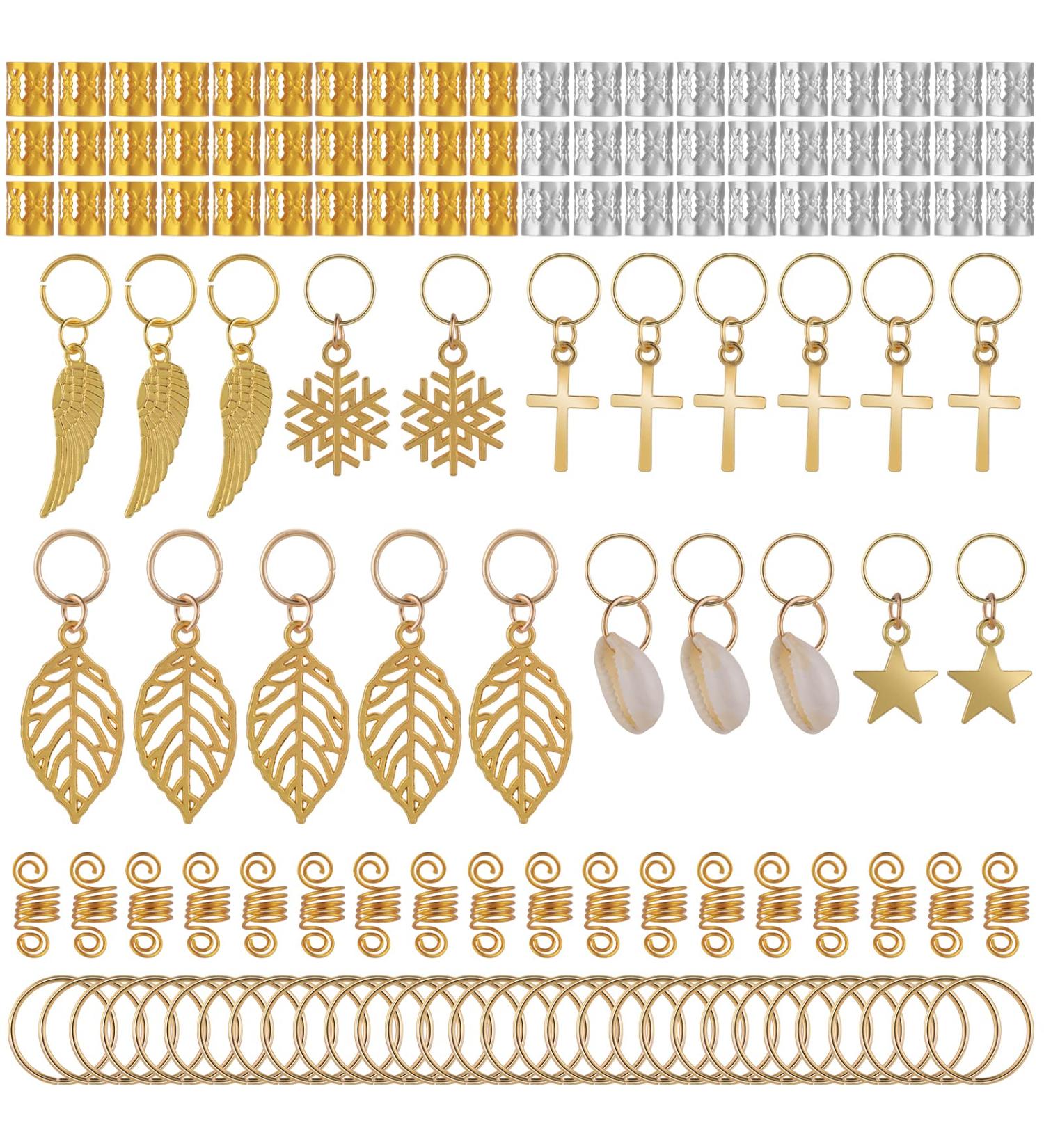 Molain 140-Piece Hair Pearls & Dreadlocks Accessories | Metal Hair Cuffs Rings & Aluminum Coils for Braids - Buy Online on GoSupps.com