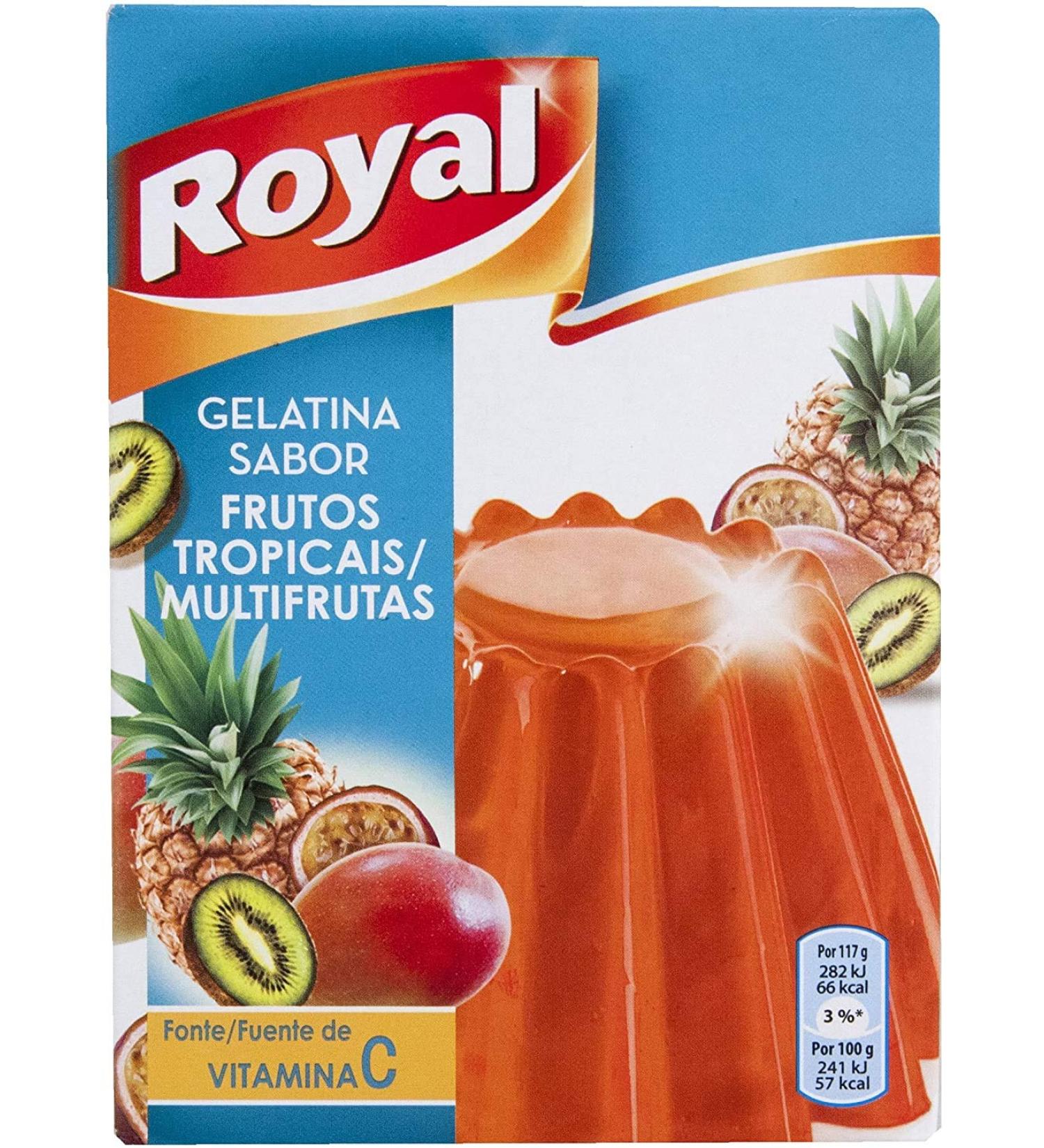 Royal Royal Vegetable Gelatin Tropical Flavoured Gelatin 35% Less Sugar 2 Sachets x 55 g Total 110 g