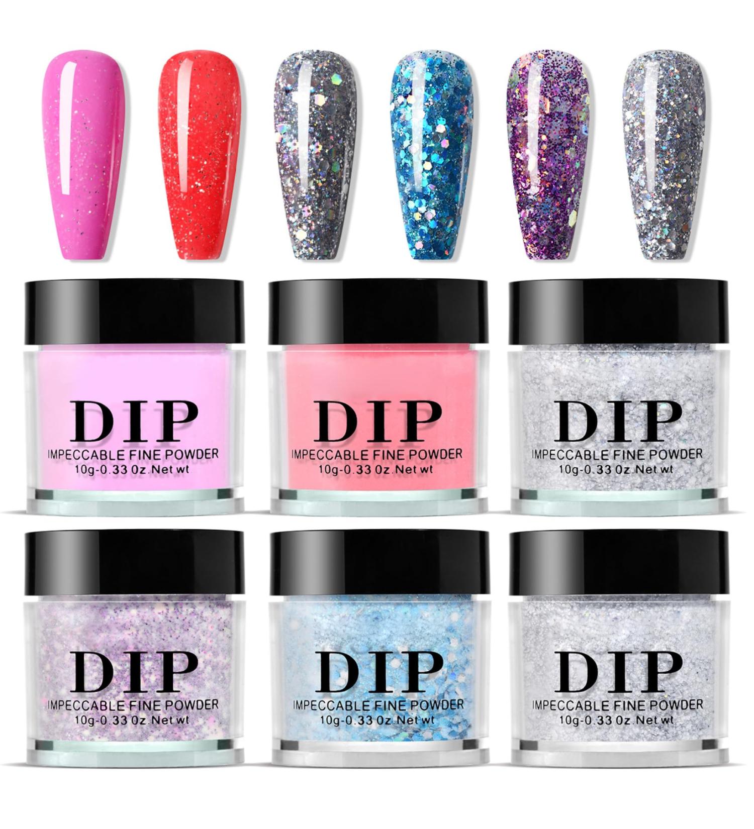 6Pcs Dip Powder 6 Couleurs Acrylique Nail Dip Powder Aucune Lampe UV/LED Requise Kit de Bricolage Longue Dur e S chage Rapide pour D butants DIY Manucure Acrylique Nail Kit - Buy Online on GoSupps.com