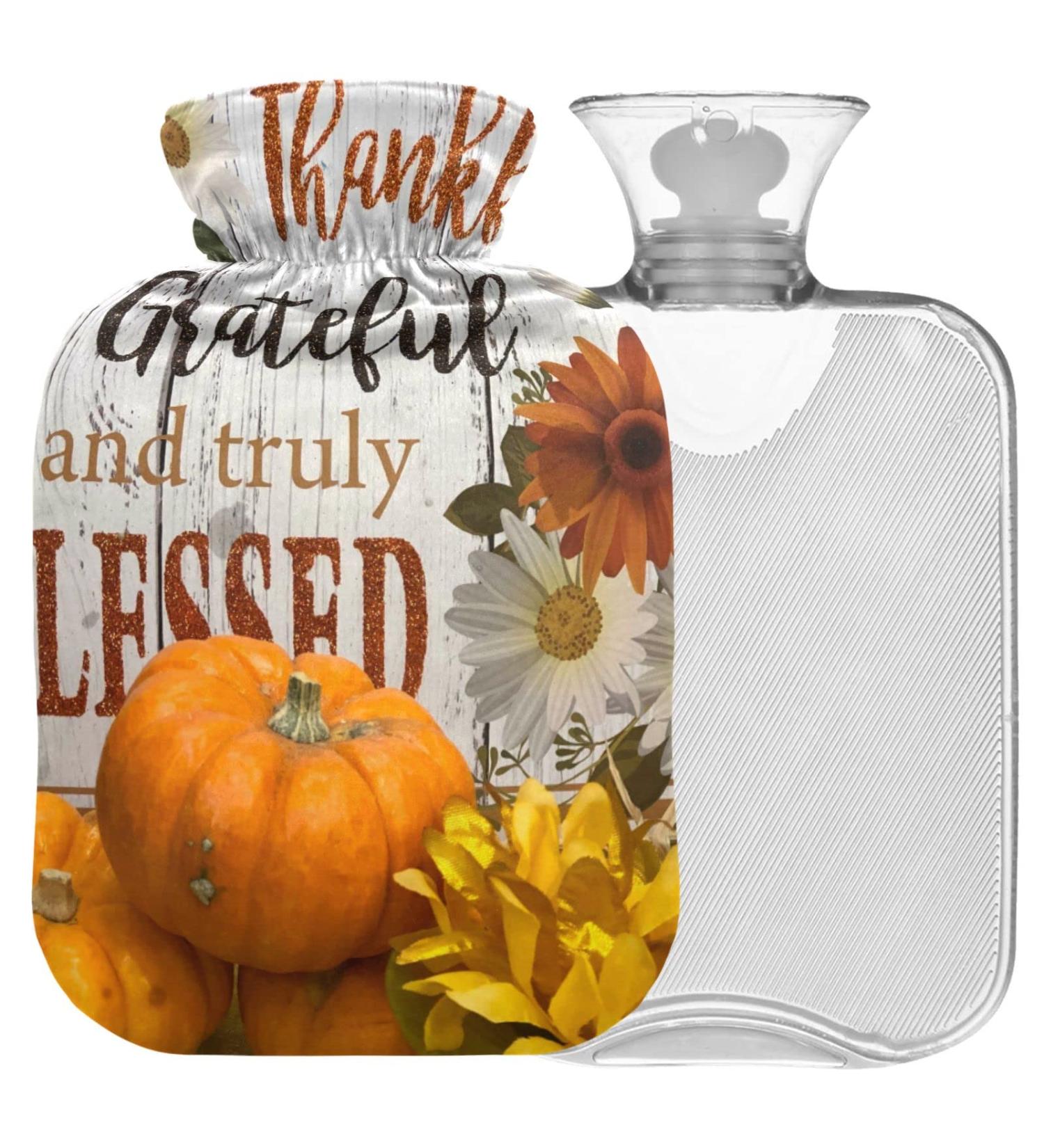 NAANLE Festive Thanksgiving Pumpkin Hot Water Bottle - 1L for Bed & Hand/Foot Warmth Relief | MITEVED Transparent Design - Buy Online on GoSupps.com