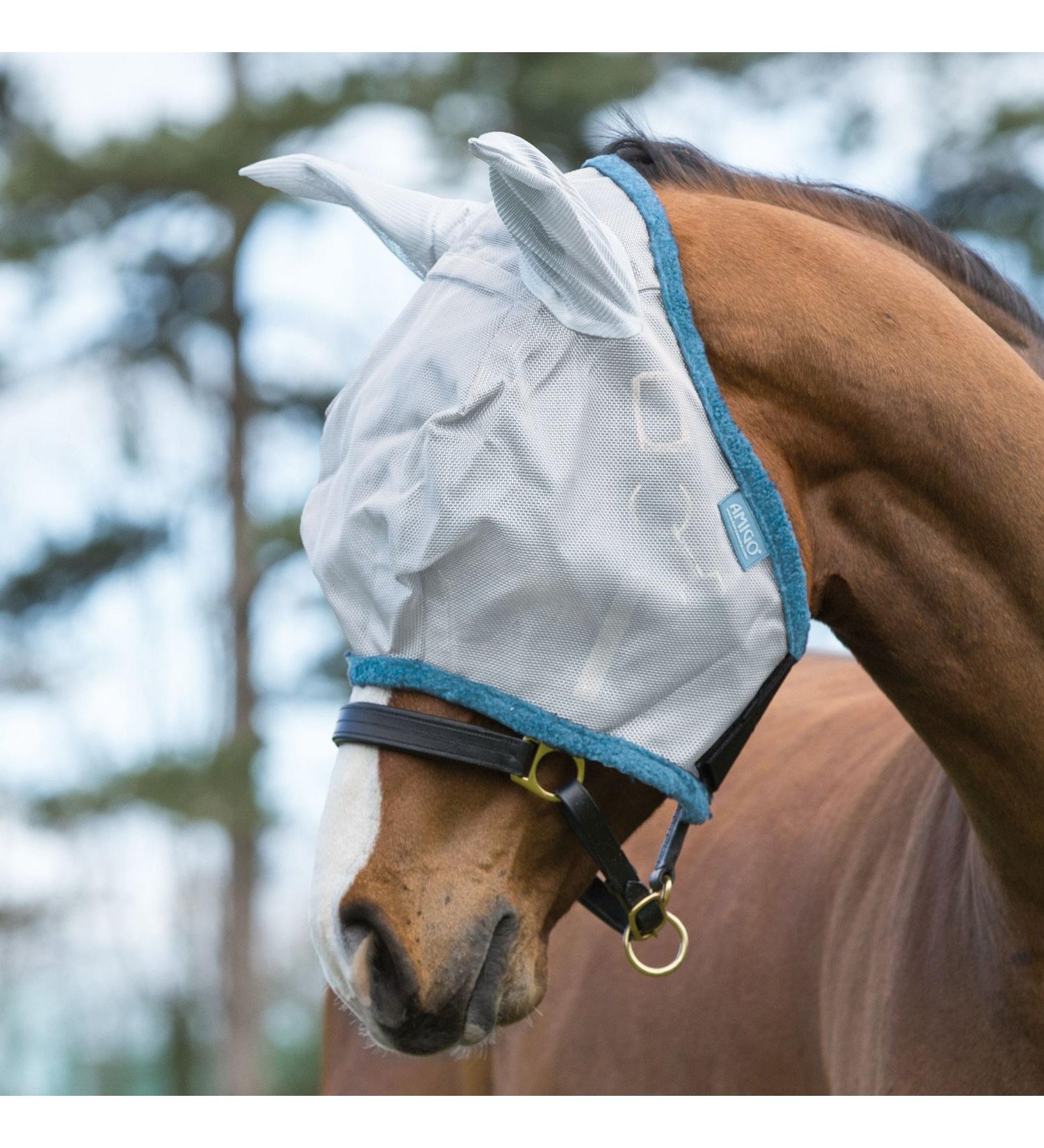 Horseware Amigo Flymask Fly Mask Silver Dark Grey Pony
