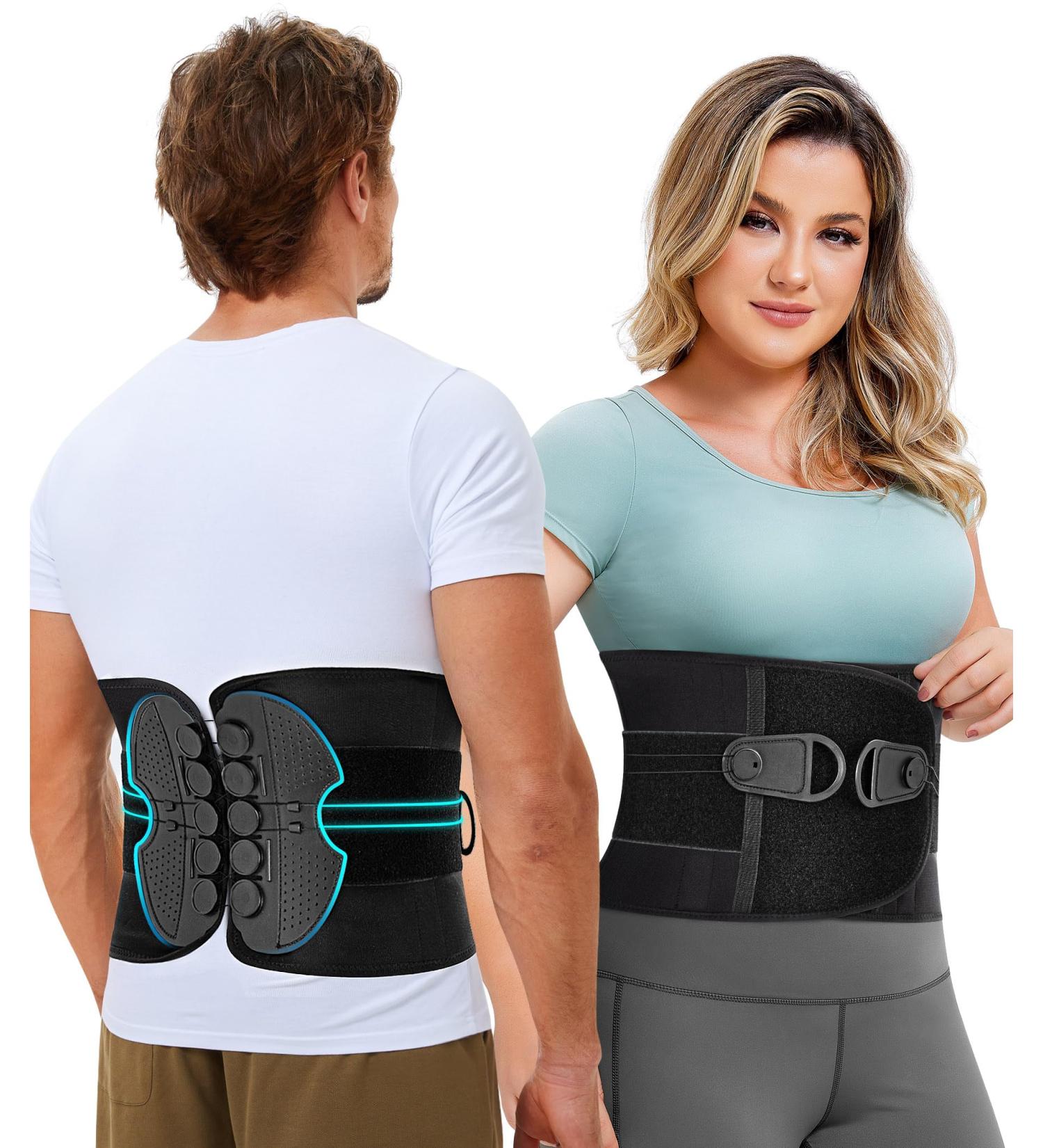 Wonderience Back Brace - Lower Back Pain Relief Lumbar Support Belt for Men & Women | X-Large Black for Heavy Lifting & Sciatica - Buy Online on GoSupps.com