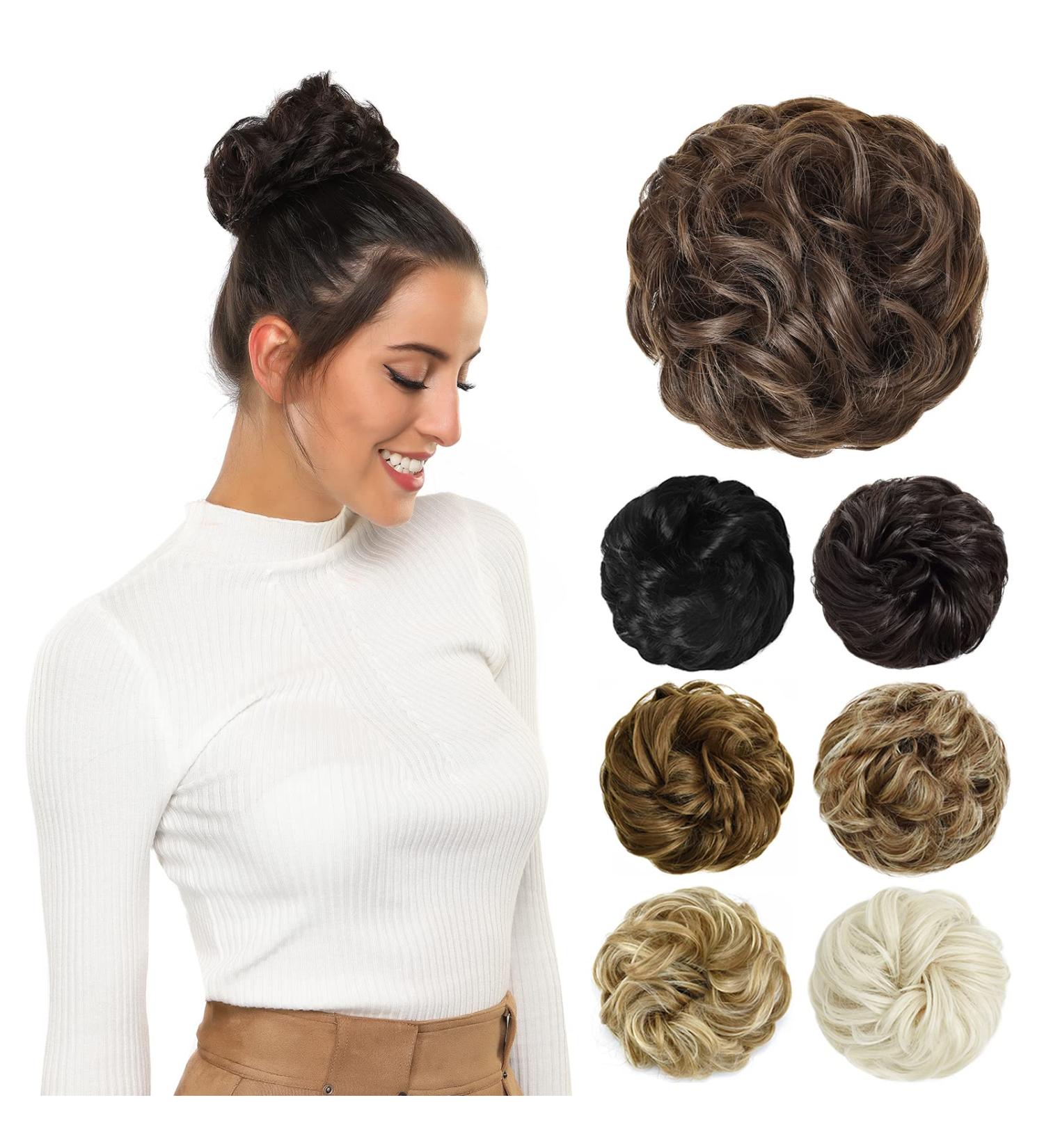 Yamel Coffee Brown Updo Curly Messy Bun Hair Extension for Women | Bun Scrunchie - Buy Online on GoSupps.com