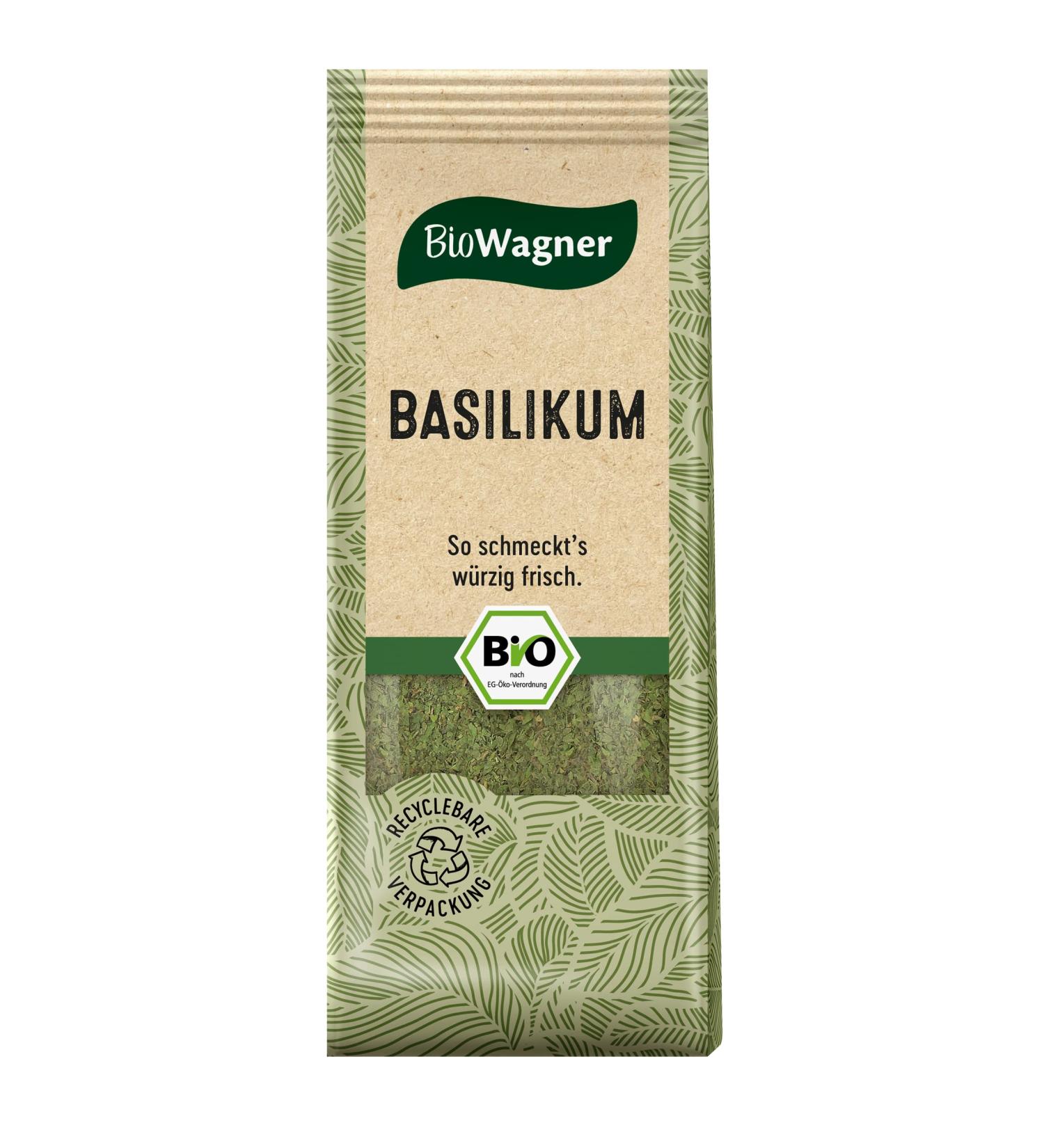 BioWagner - Organic basil | refines pasta sauces vegetables and meat | natural organic ingredients | recyclable packaging | 10 g