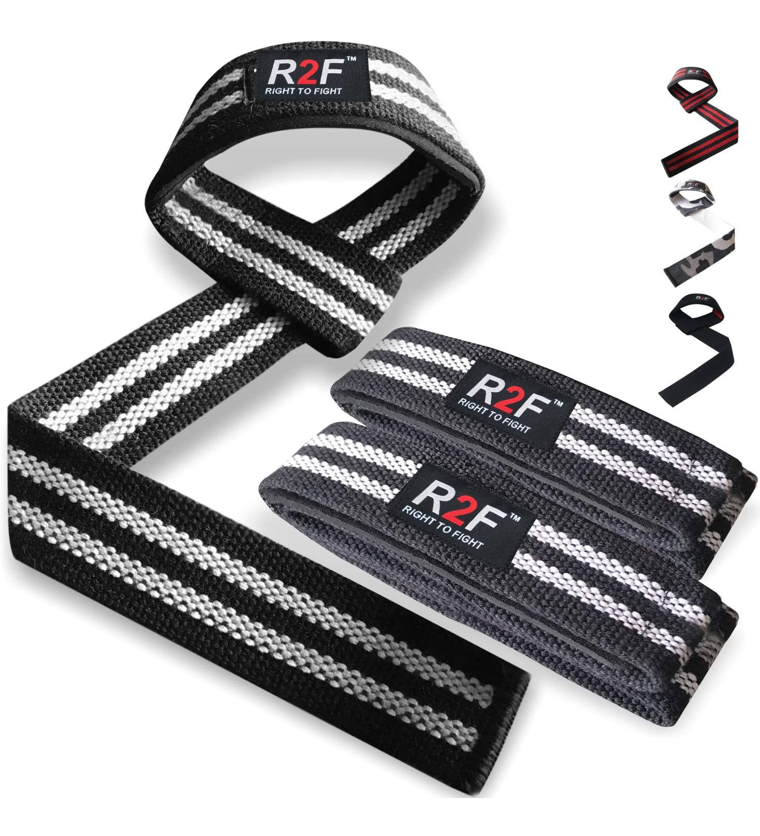R2F Tensile Aids for Strength Training - 5mm Padded Wrist Protection Weightlifting Straps | Cross-Lifting Powerlifting Gear (Black & White) - Buy Online on GoSupps.com