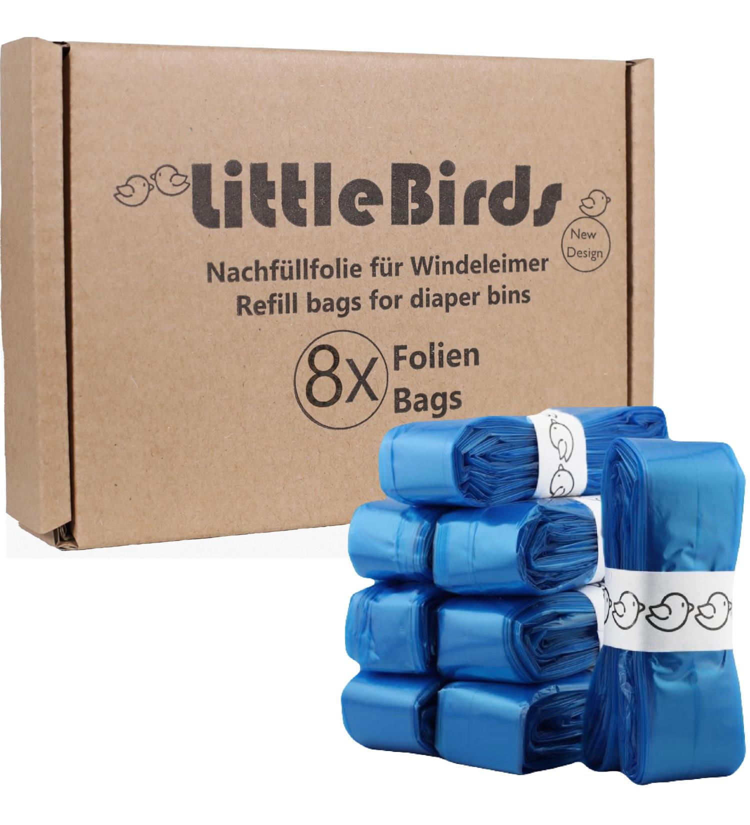 Little Birds 8 Premium Diaper Refill Films - Maximum Odor Protection Up to 280 Diapers - Compatible with Angelcare Litterlocker Spross Littycat - 1 Piece (8 Pack) - Buy Online on GoSupps.com