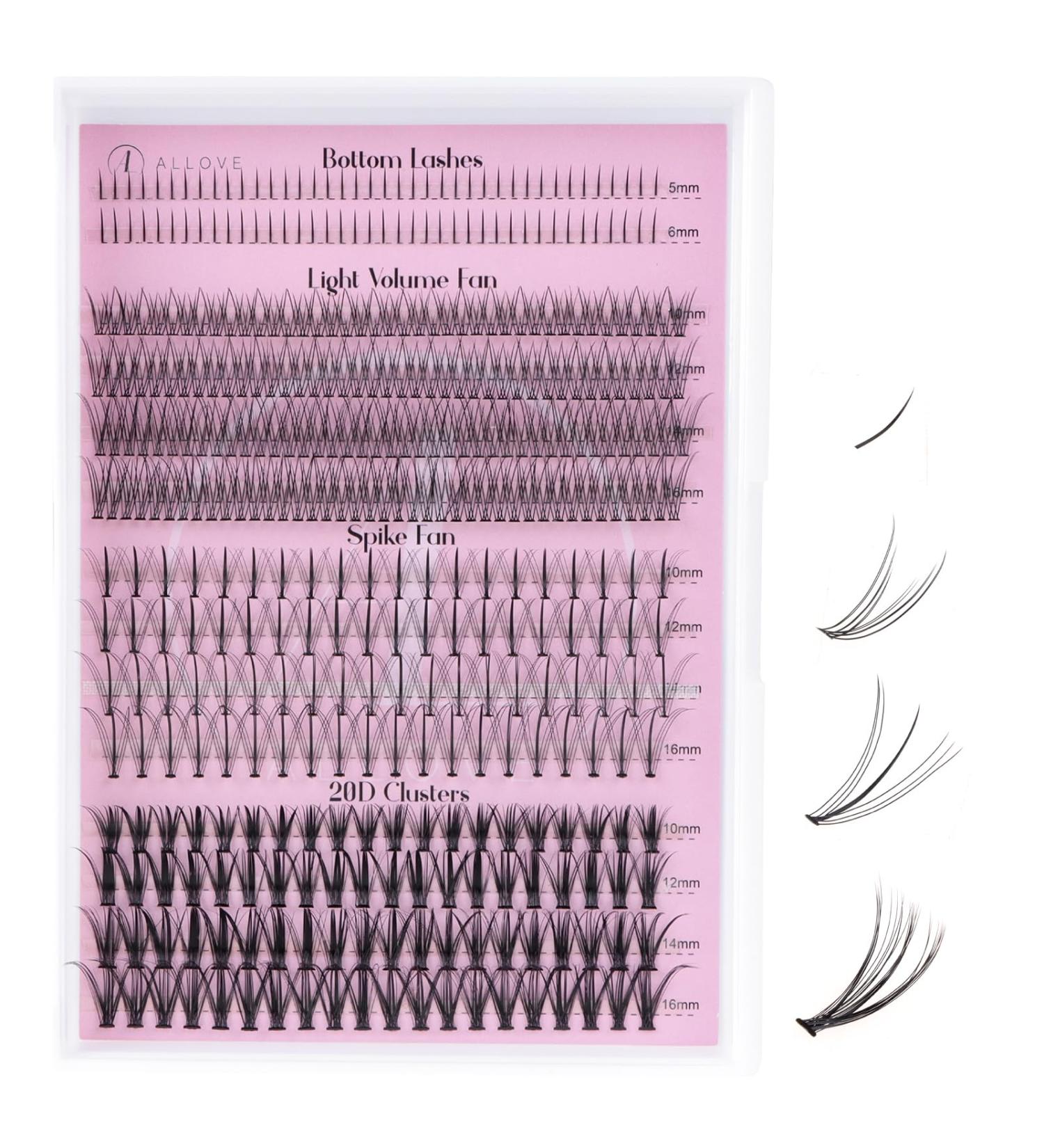 ALLOVE Wispy Lash Clusters - DIY Lash Extensions & Bottom Lashes | 7D Spike Light Volume 20D Clusters for Home Application - Buy Online on GoSupps.com
