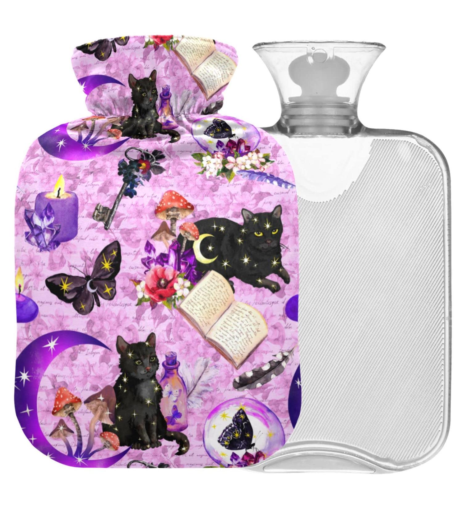 Naanle Halloween Black Cat Hot Water Bottle - 2L Heat & Cold Therapy | Large Warm Water Bottle with Transparent Bag for Bed & Pain Relief - Buy Online on GoSupps.com