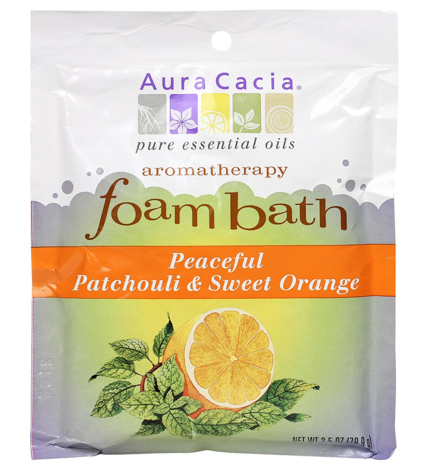 Aura Cacia Aromatherapy Foam Bath Peaceful Patchouli and Sweet Orange 2.5 ounce packet (Pack of 3)
