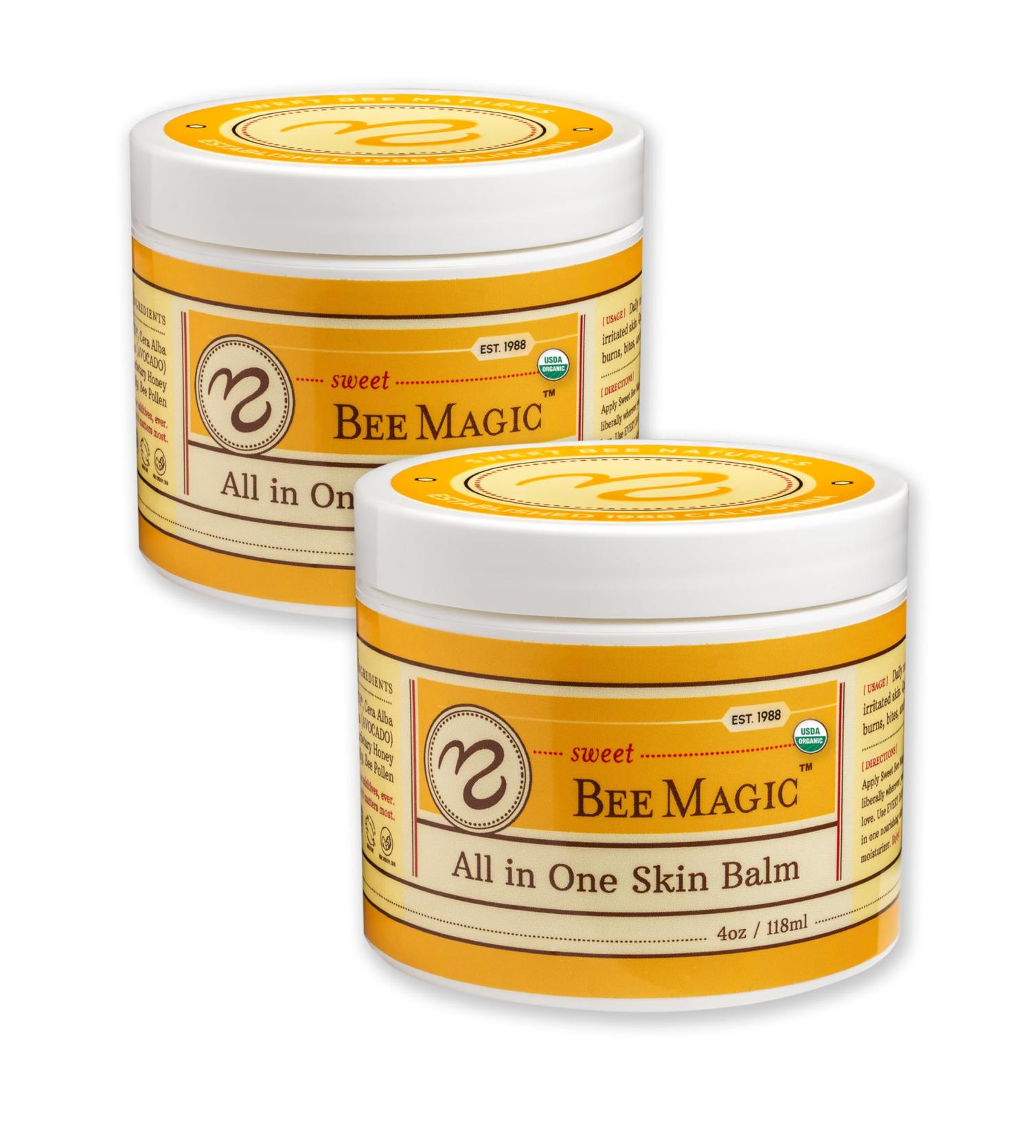 Sweet Bee Magic: Organic All-in-One Healing Skin Cream - Natural Skin Balm Certified Organic Small Batch Made in the USA (2-4 oz Jars - Buy Online on GoSupps.com