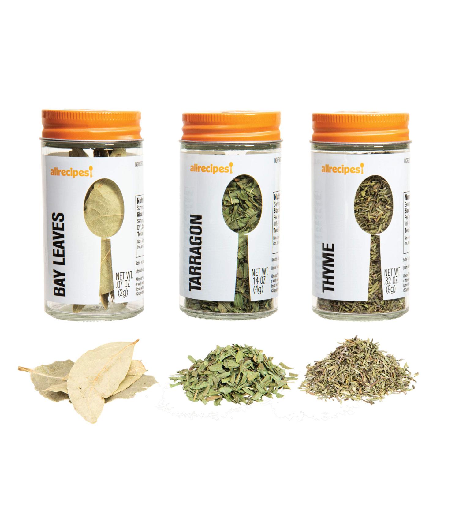 French Herbs Set: Bay Leaves, Tarragon, Thyme in Glass Jars | Allrecipes Taste of France | Set of 3 - Buy Online on GoSupps.com