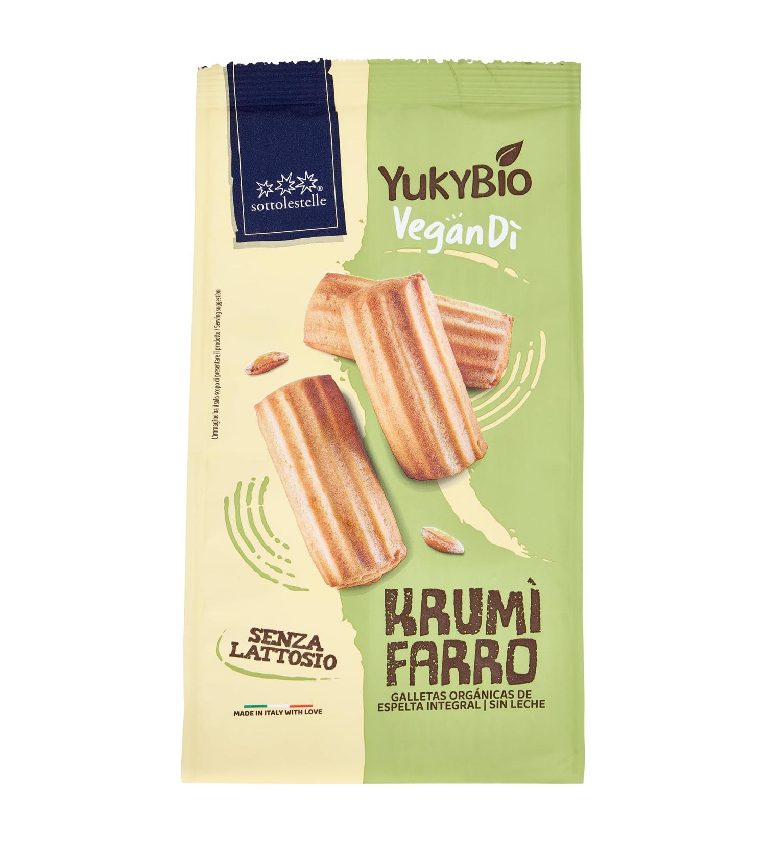 Yukybio YukyBio Krum di Farro Organic Biscuits Spelled Wheat Flour Spelled Milk-Free Egg-free Vegan 100% Made in Italy 1 Pack of 250 g