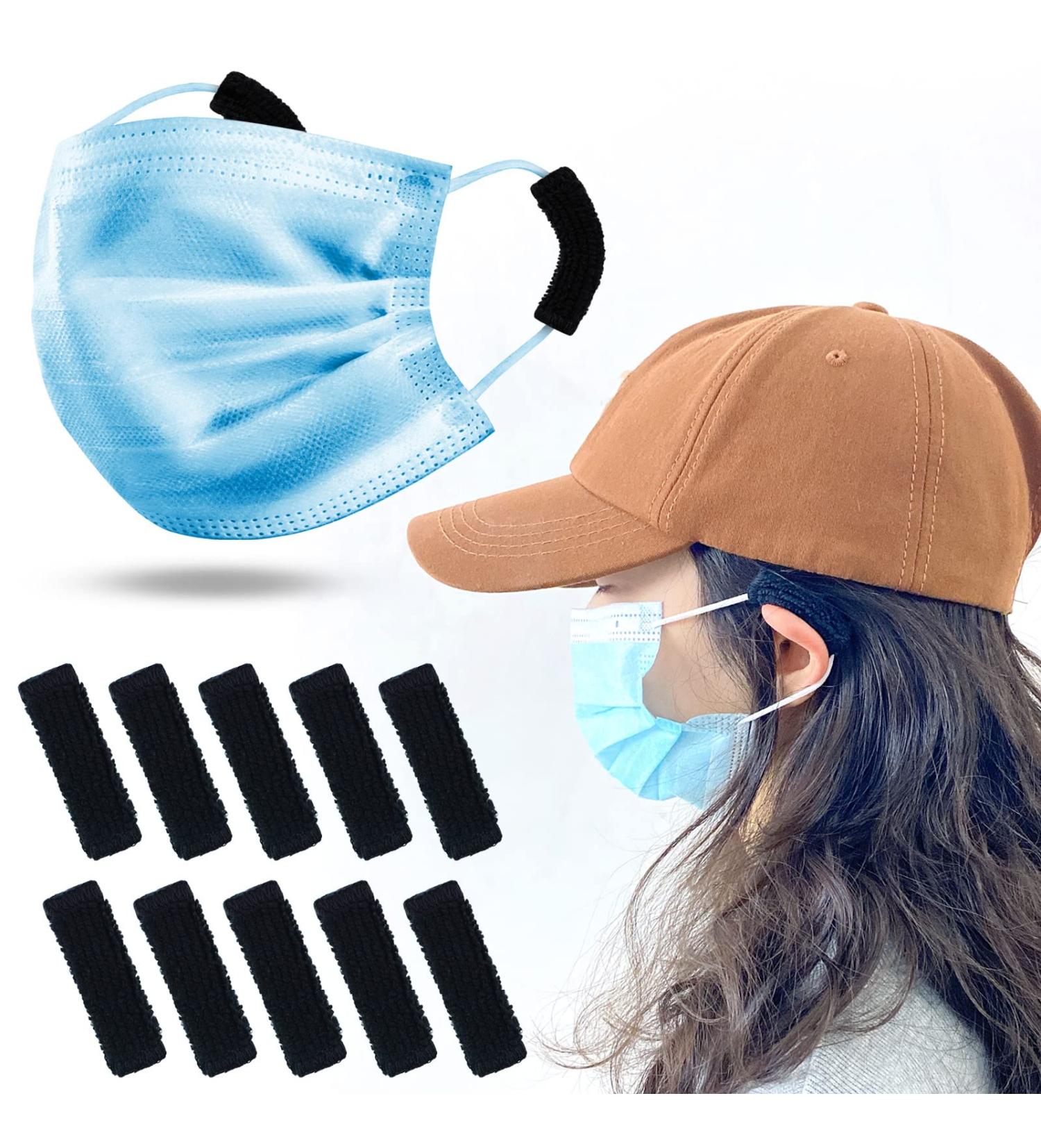 YR 10PCS Adjustable Soft Cotton Ear Savers for Masks - Reusable Relief Ear Pain Earloop Covers - Black - Buy Online on GoSupps.com