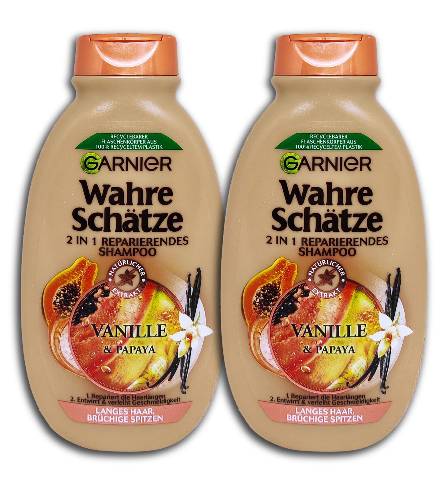Gmbh Garnier - True Treasures - Pack of 2 2-in-1 Repairing Shampoos with Vanilla and Papaya - 2 x 250 ml